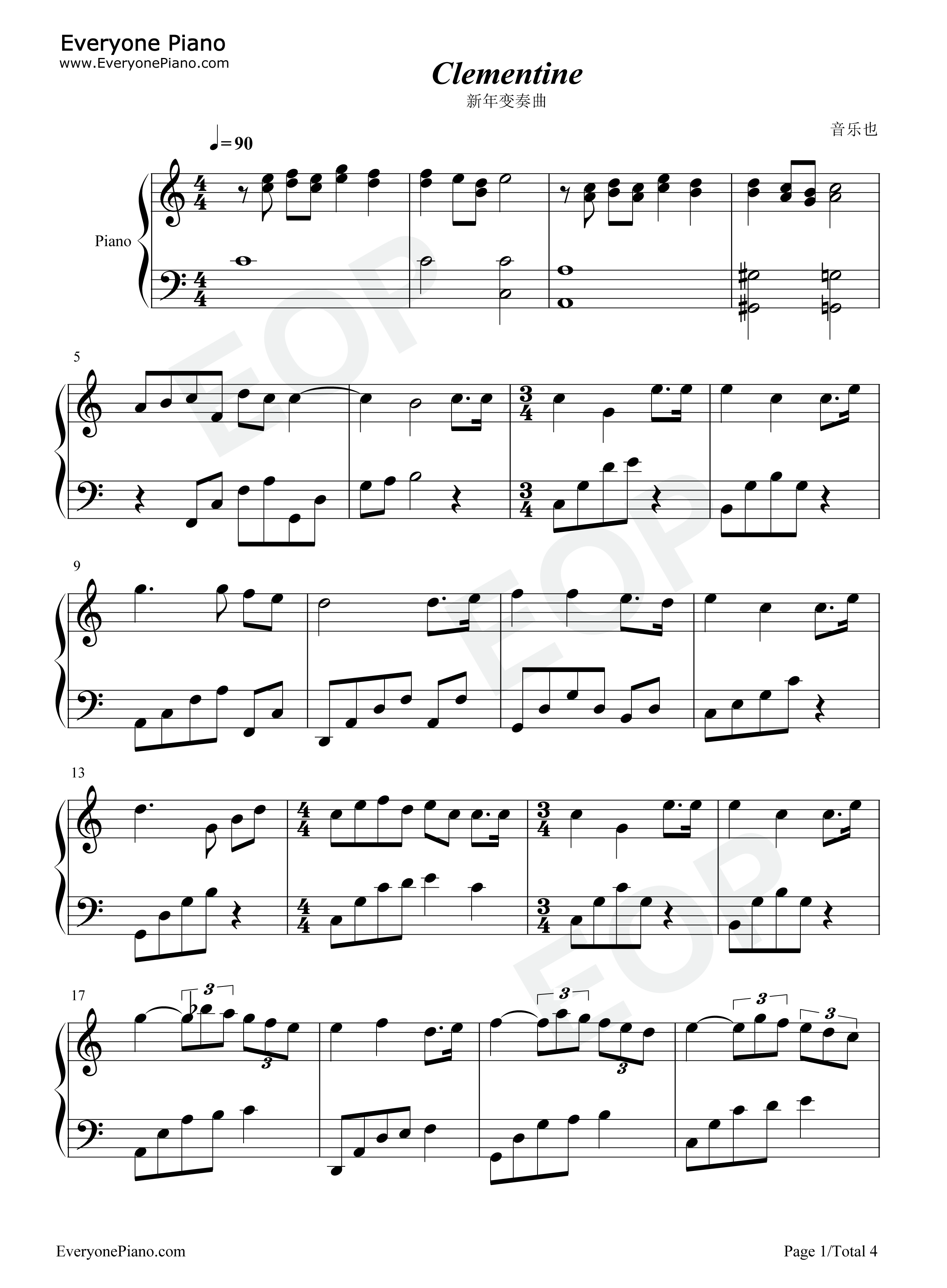 新年变奏曲钢琴谱_未知