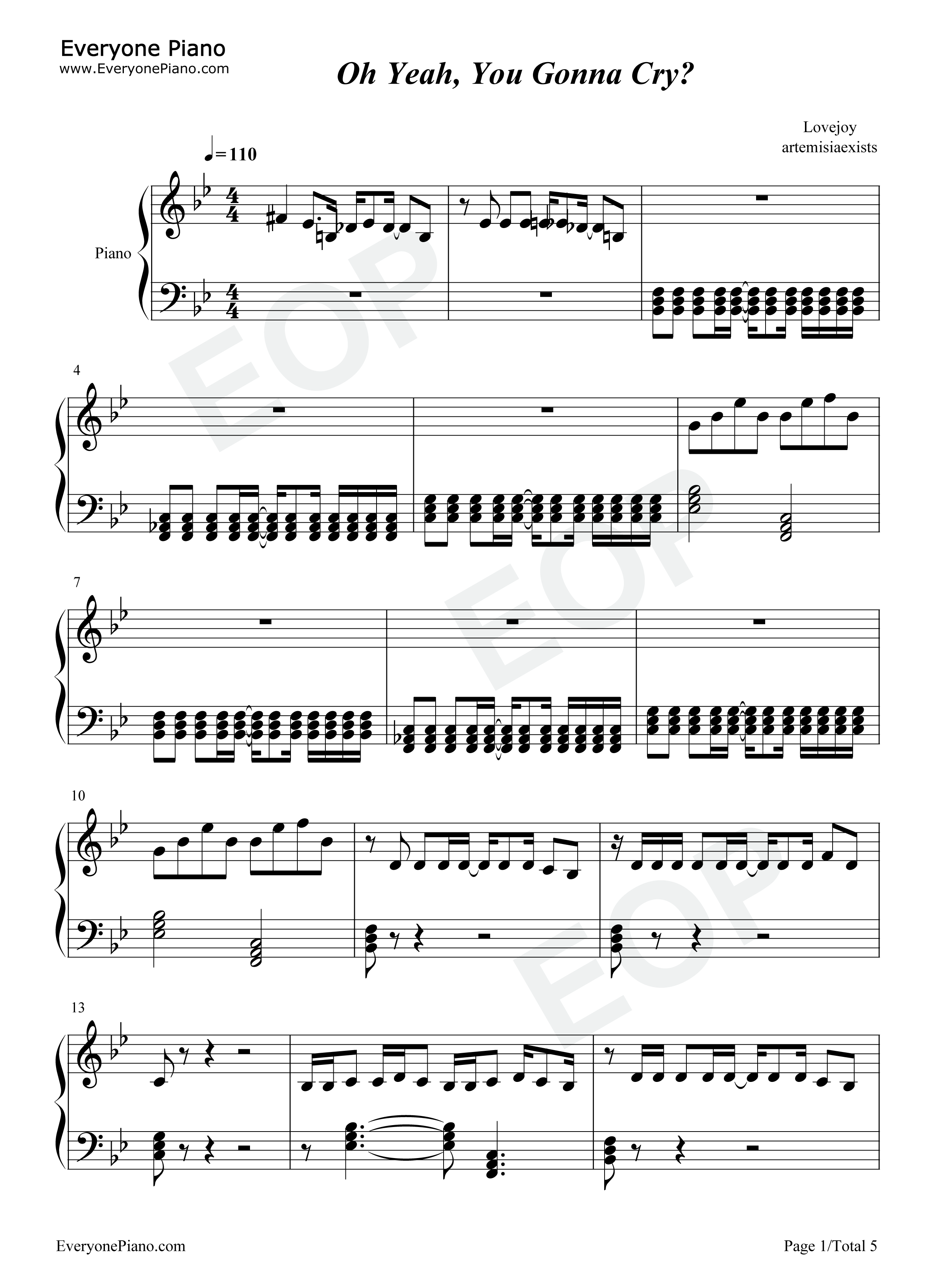 Oh_Yeah_You_Gonna_Cry钢琴谱_Lovejoy