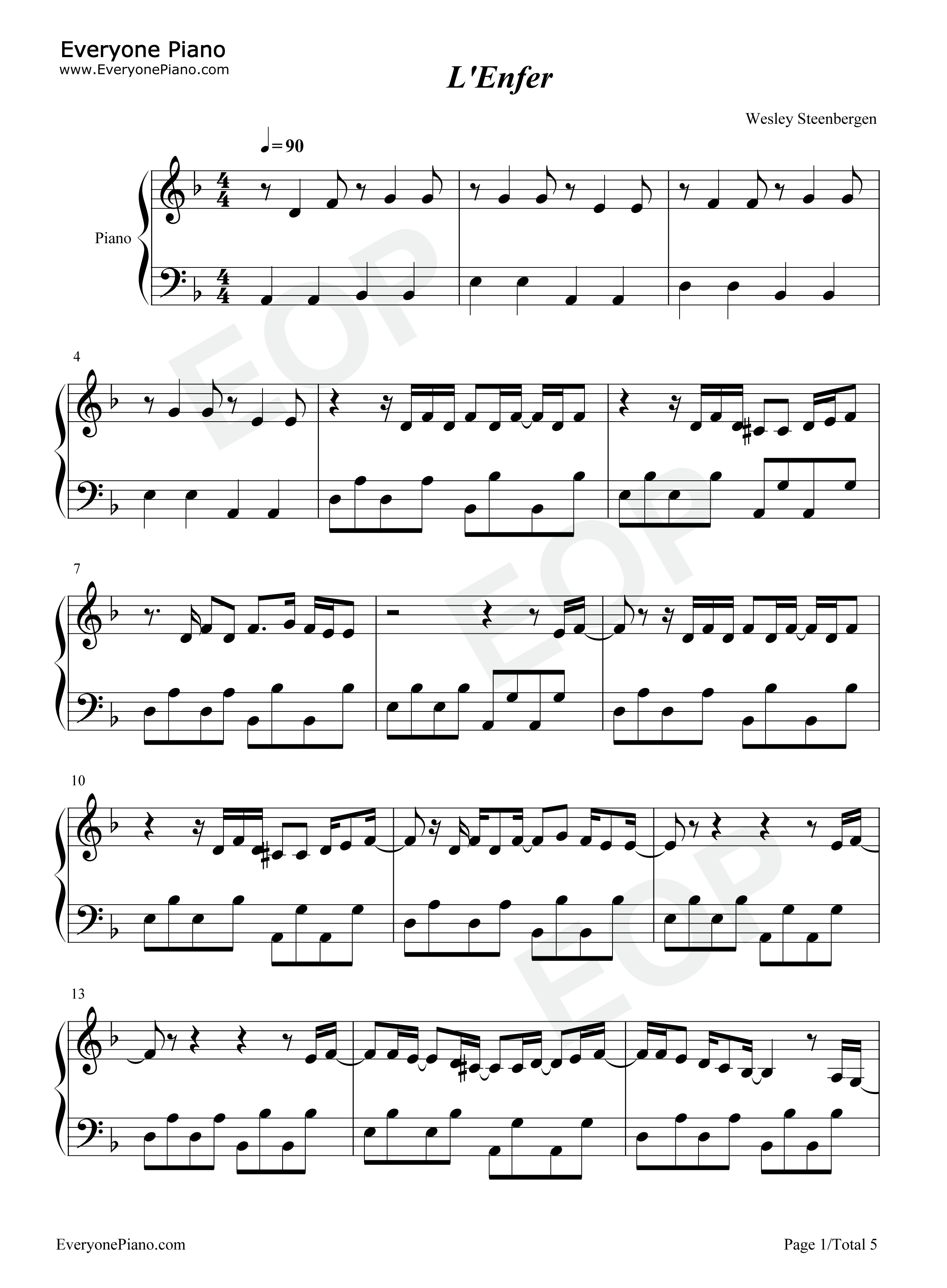 Lenfer钢琴谱_Stromae