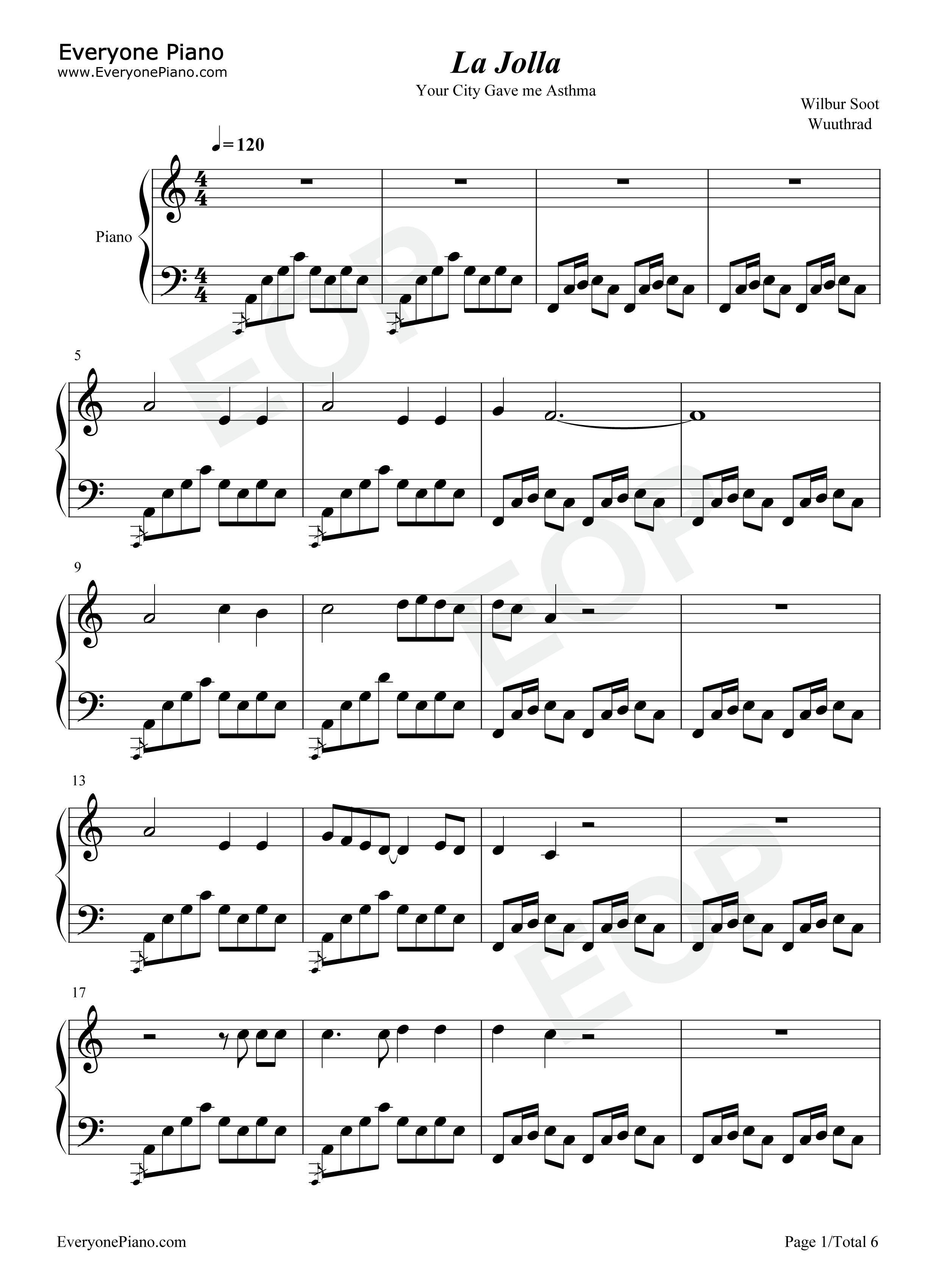 La_Jolla钢琴谱_Wilbur_Soot