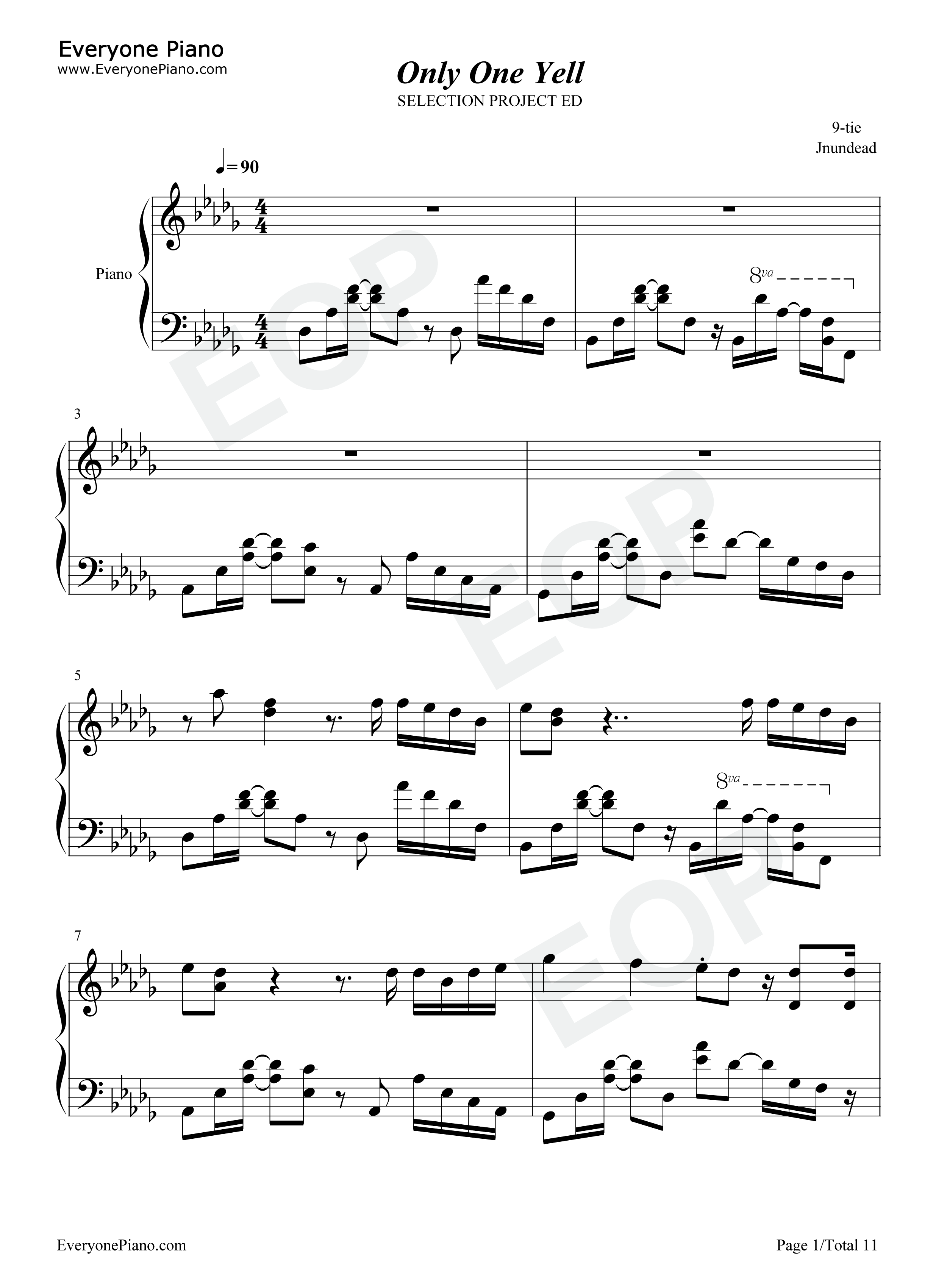 Only_one_yell钢琴谱_9_tie
