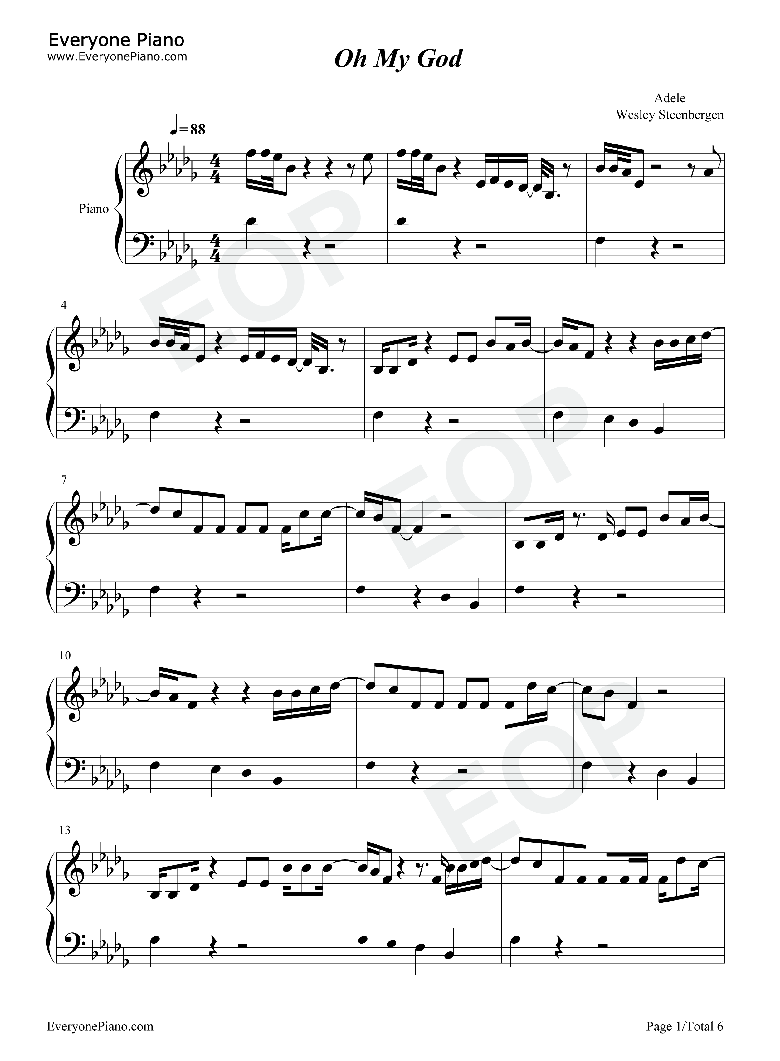 Oh_My_God钢琴谱_Adele