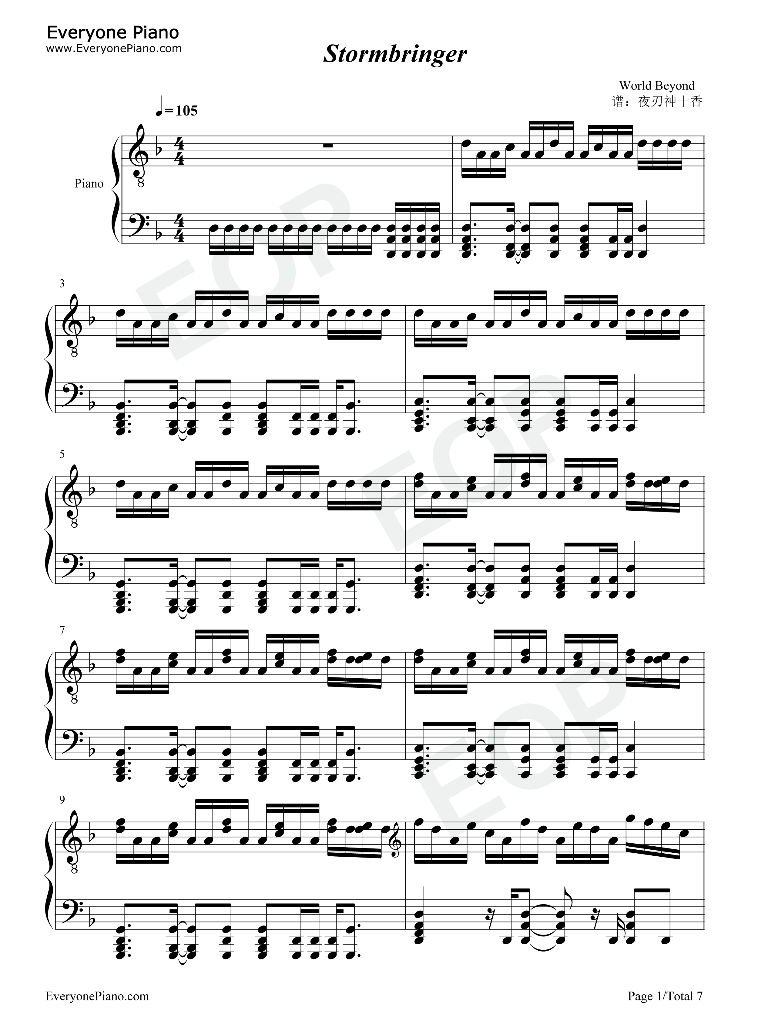 Stormbringer钢琴谱_World_Beyond