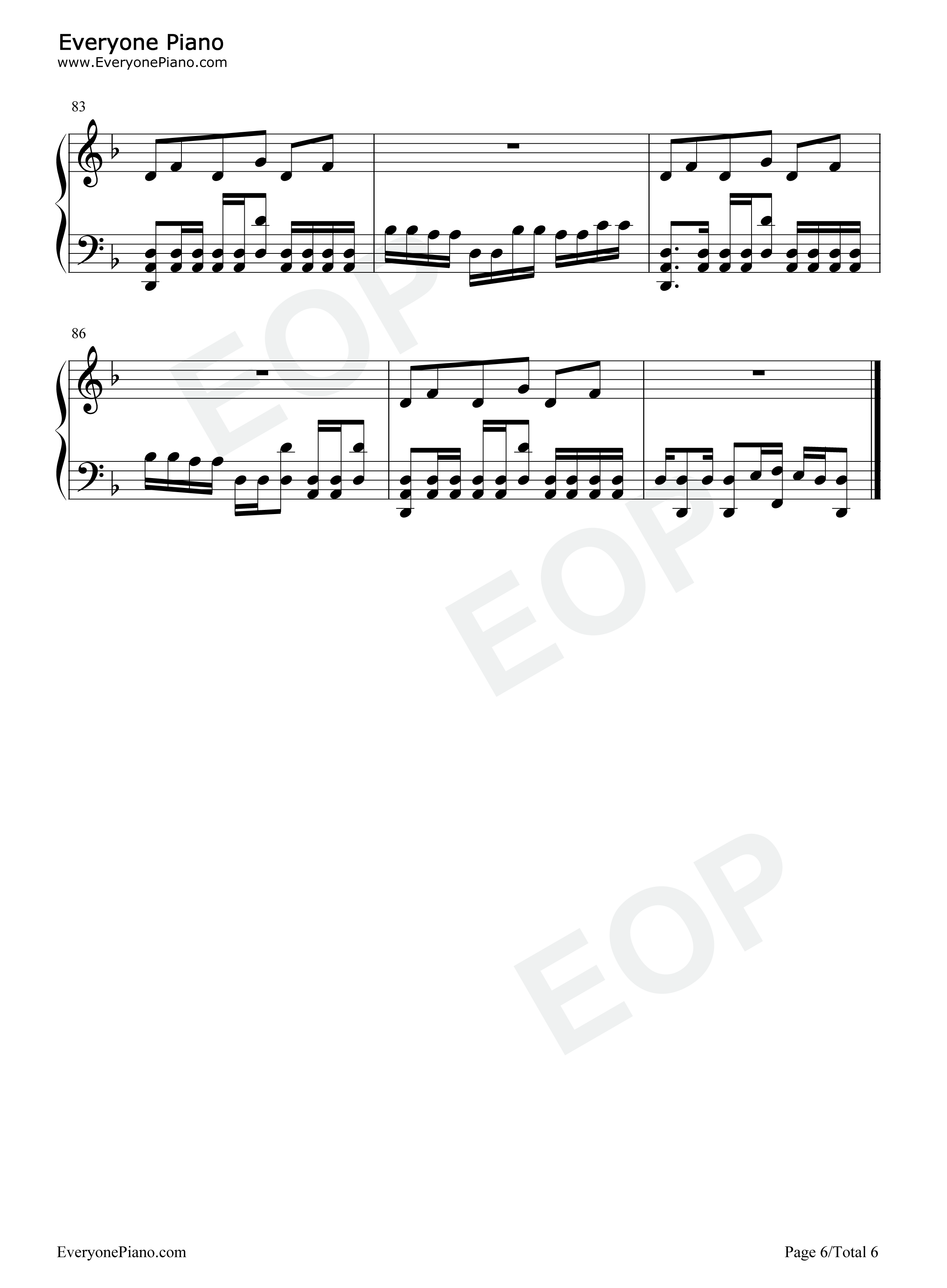 One_Final_Chance钢琴谱_World_Beyond