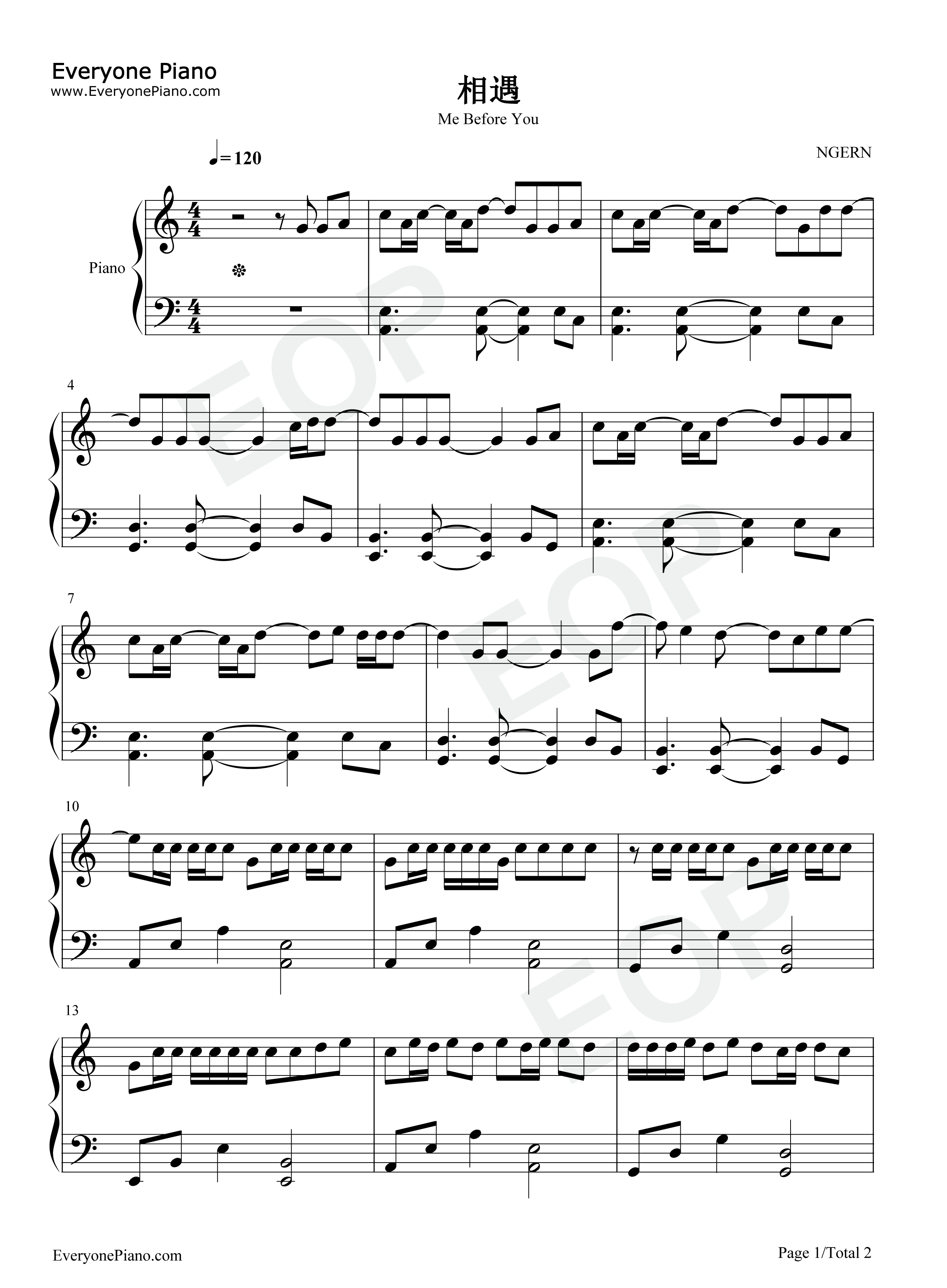 相遇钢琴谱_时代少年团