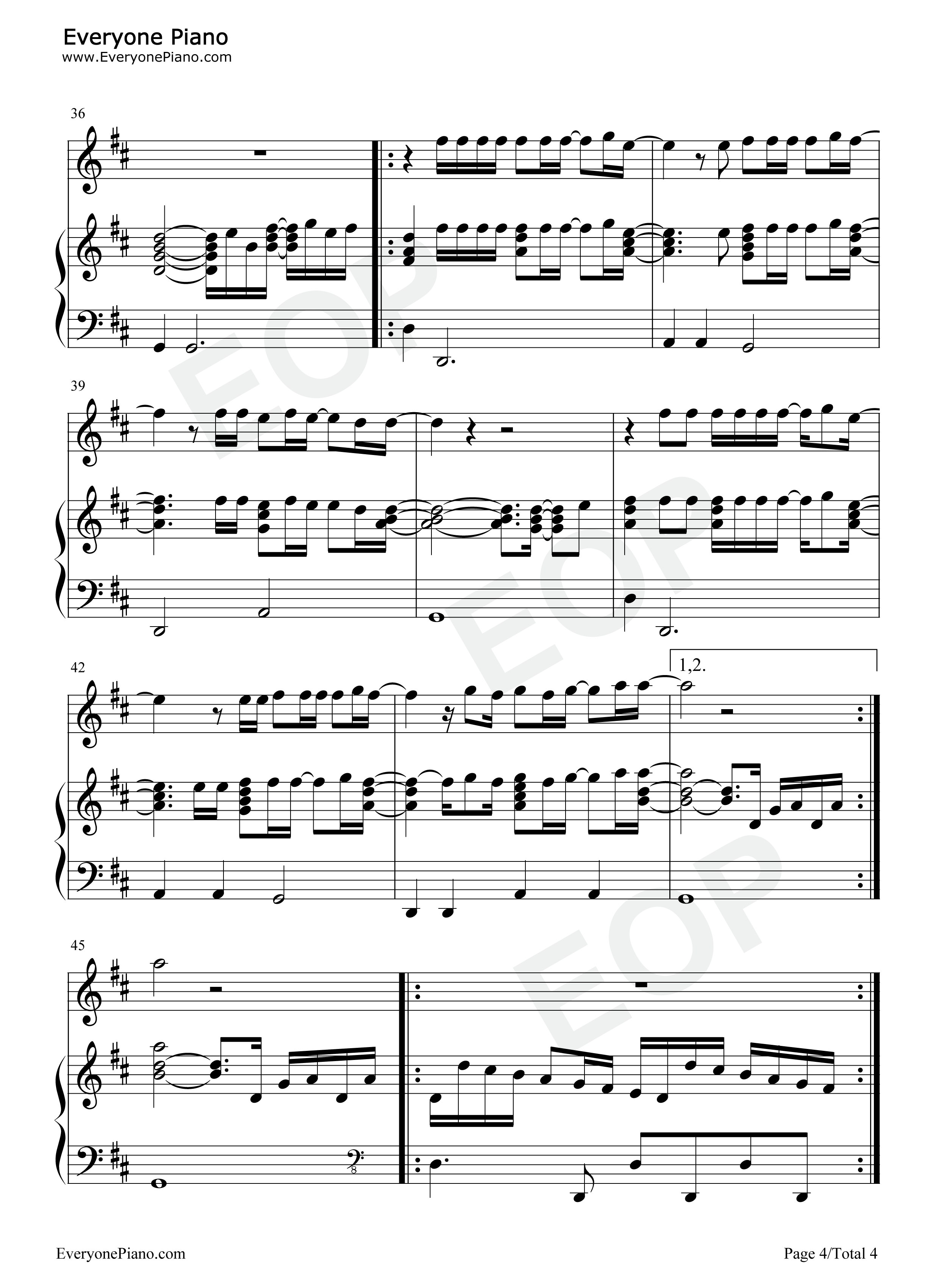 Stay_Another_Day钢琴谱_East_17