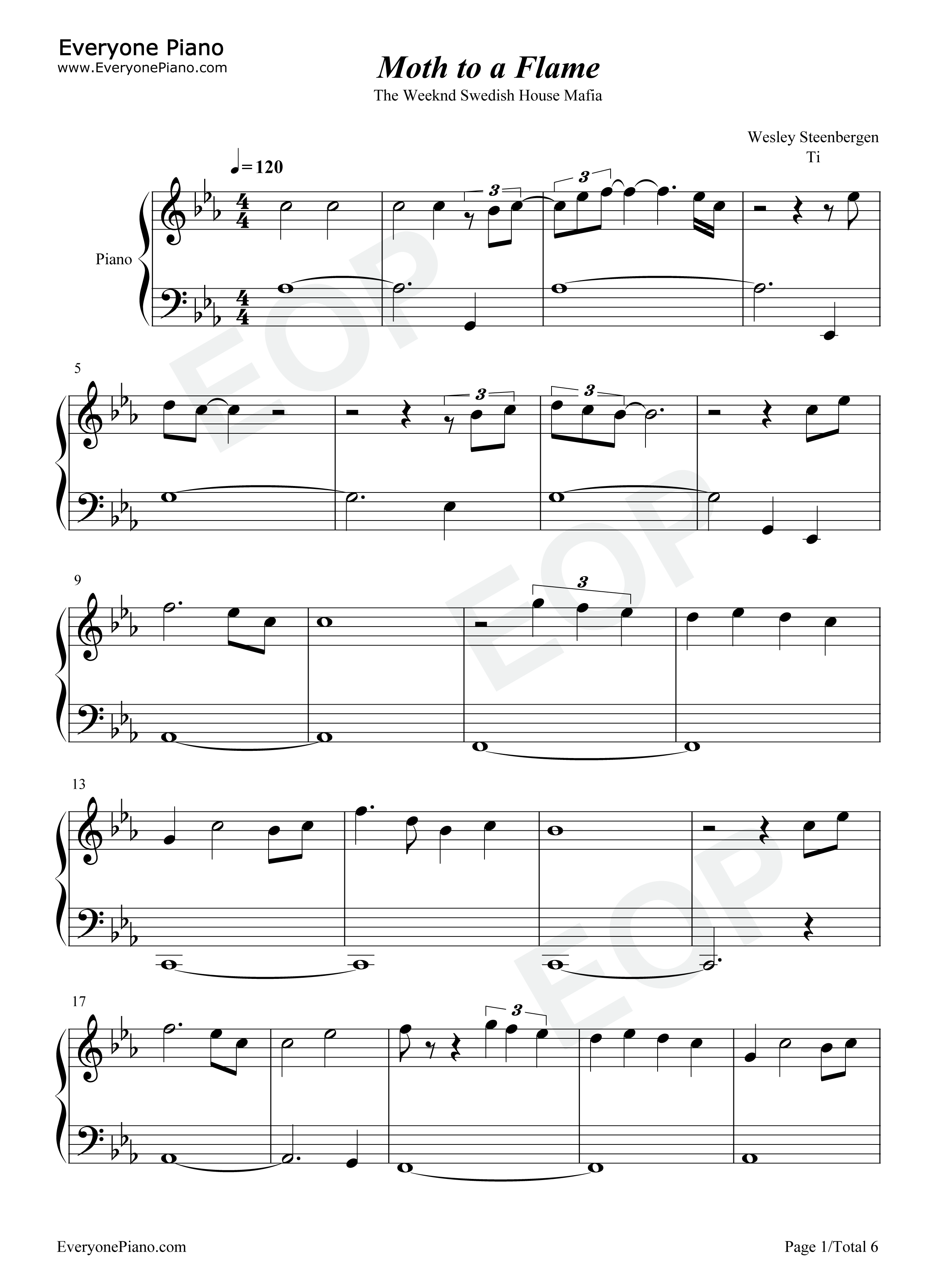 Moth_to_a_Flame钢琴谱_Swedish_House_Mafia_The_Weeknd