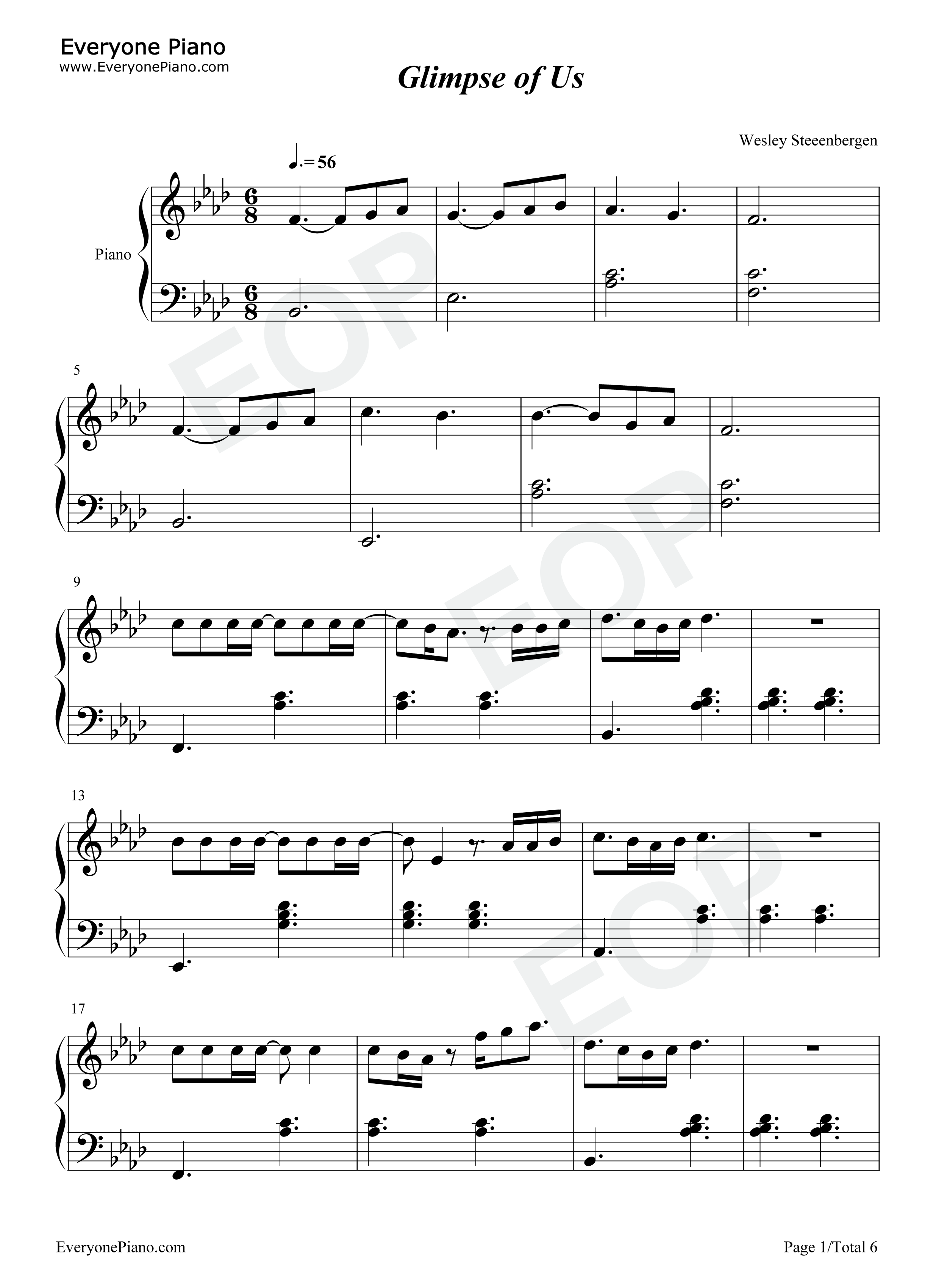 Glimpse_of_Us钢琴谱_Joji