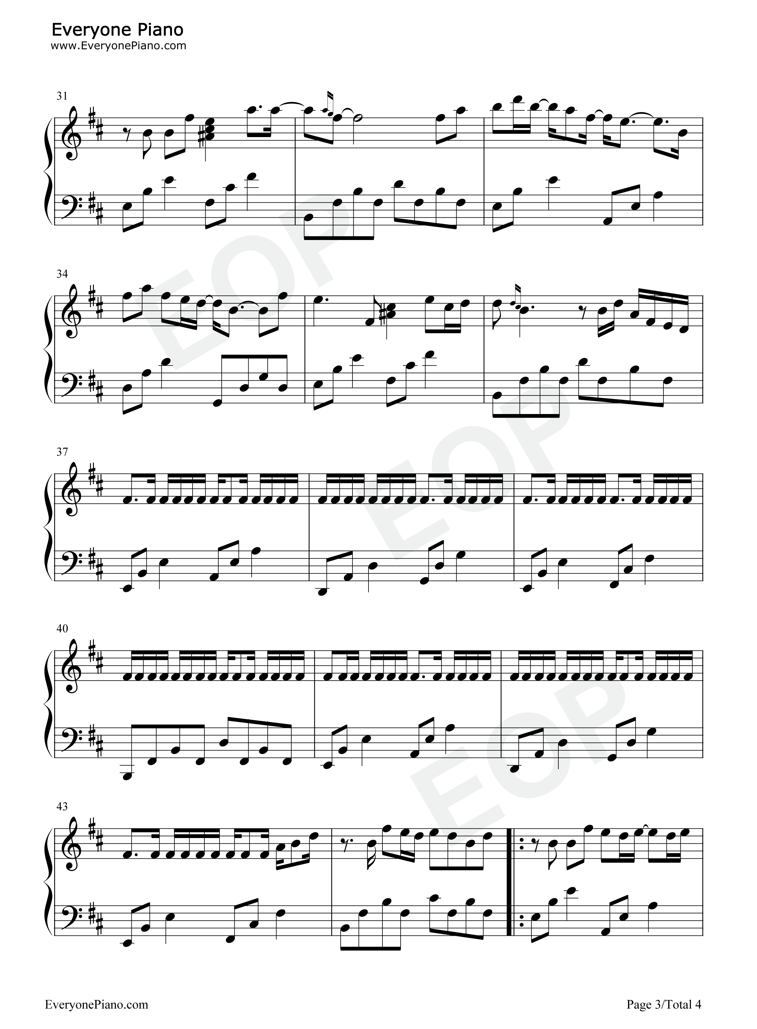 再见莫妮卡钢琴谱_彭席彦_Franky弗兰奇