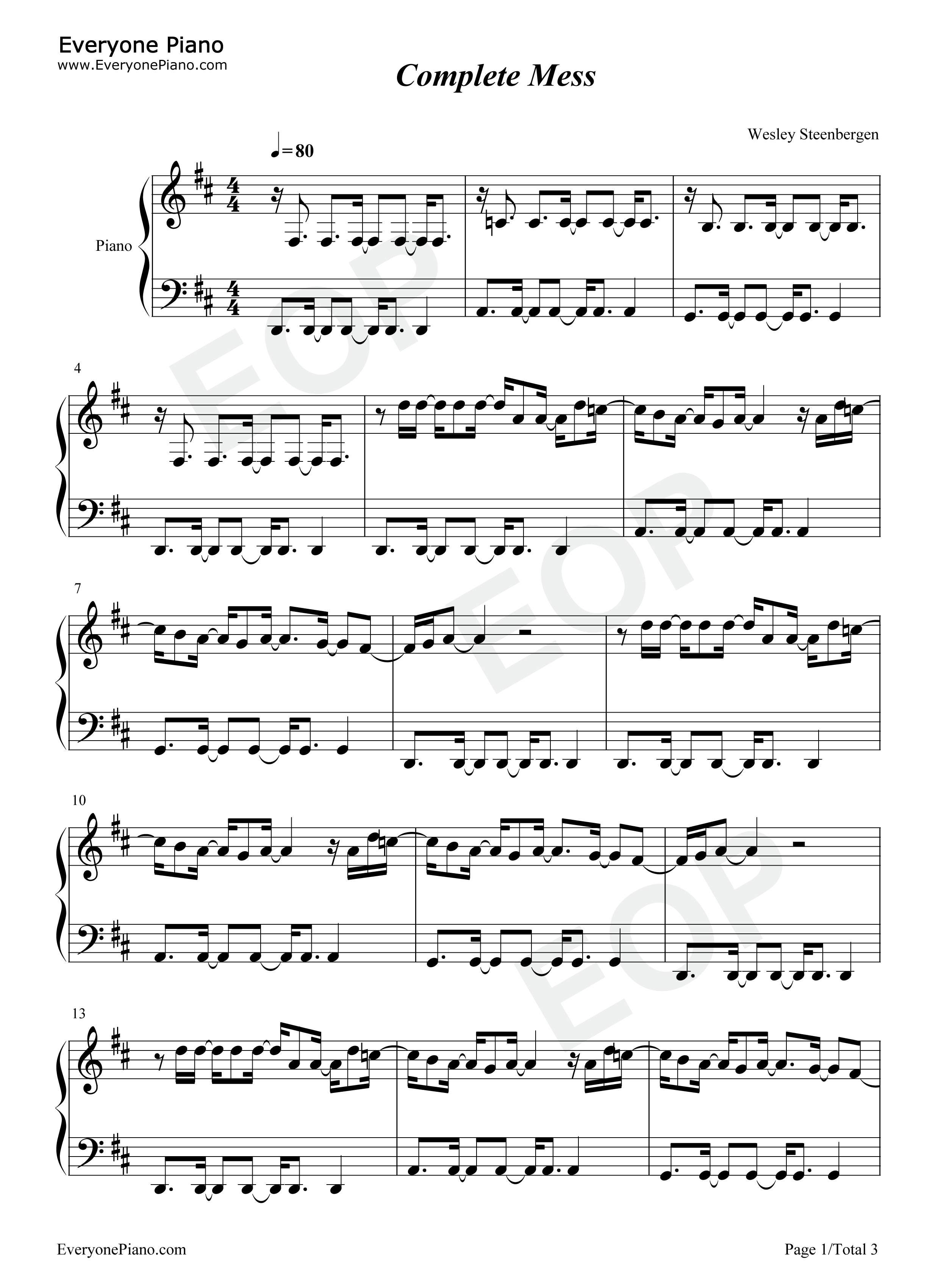 Complete_Mess钢琴谱_5_Seconds_of_Summer