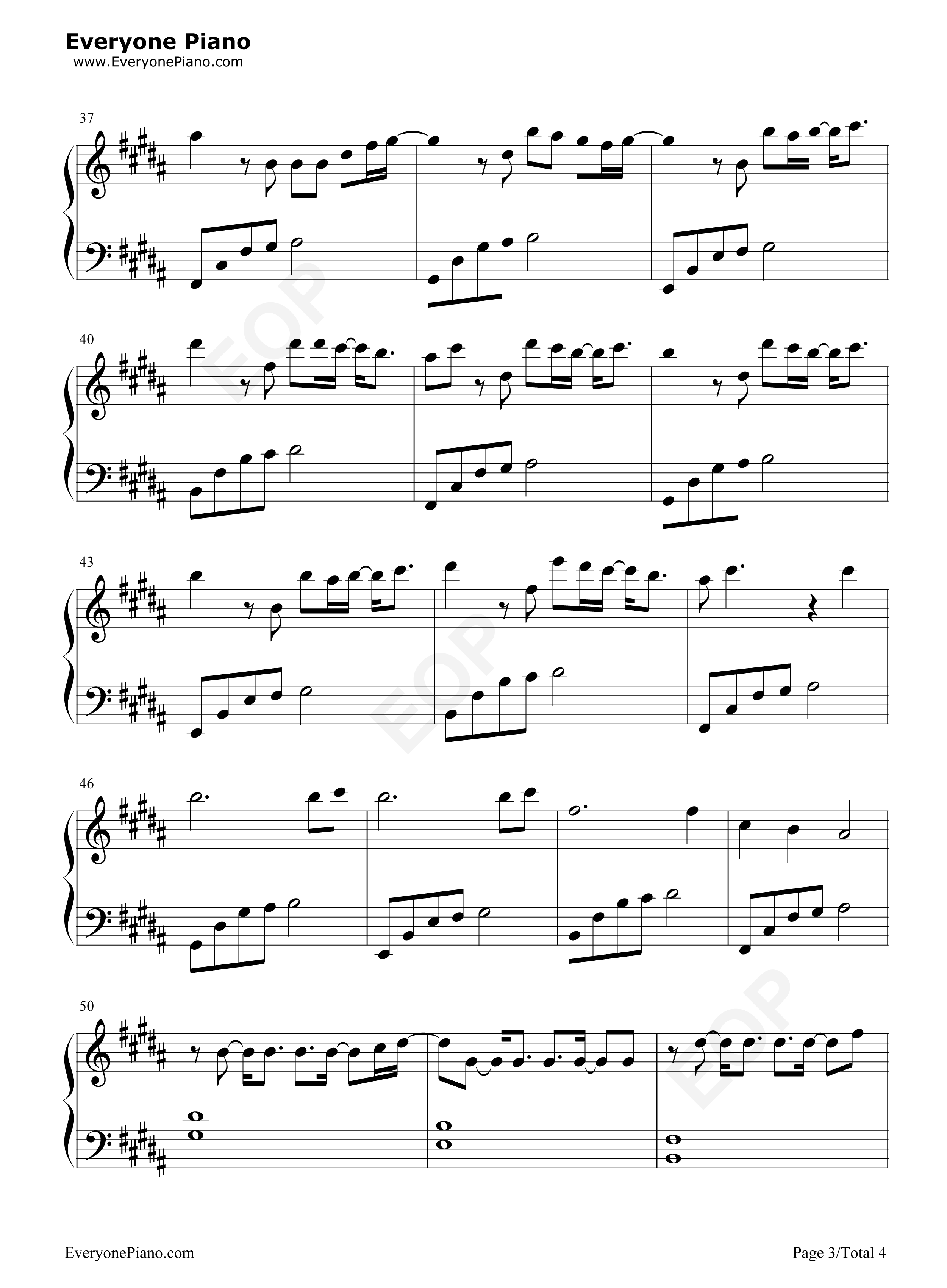 篇章钢琴谱_张韶涵_王赫野