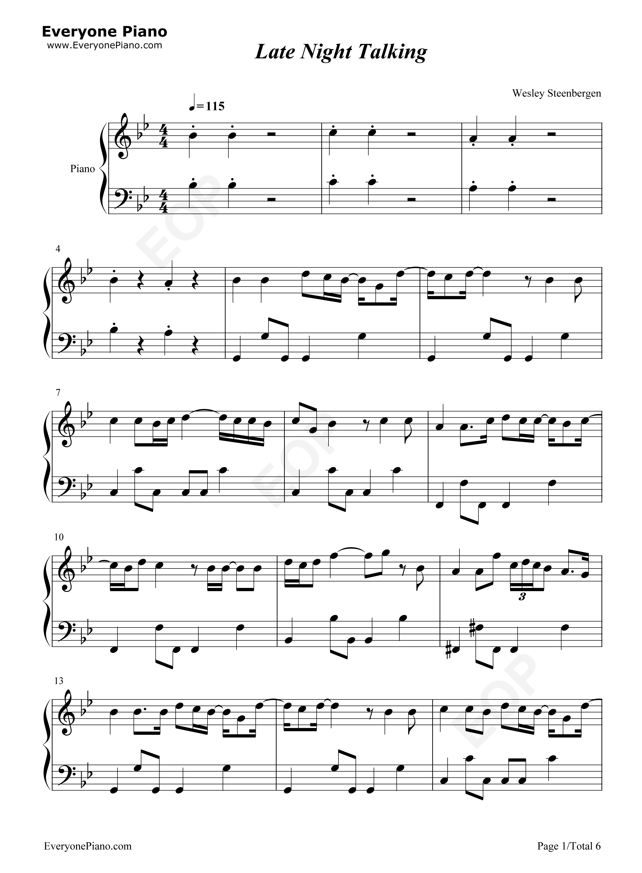 Late_Night_Talking钢琴谱_Harry_Styles