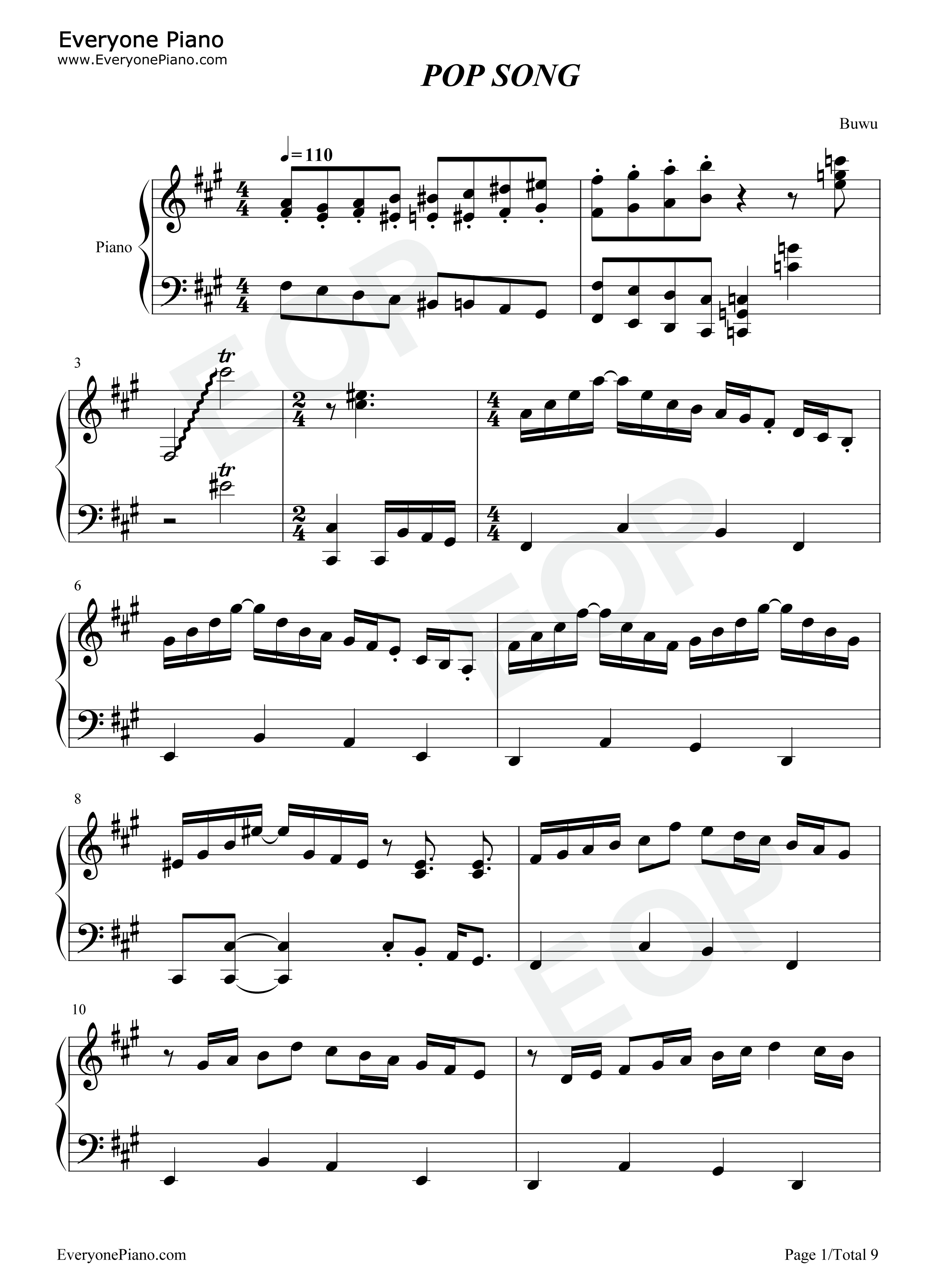 POP_SONG钢琴谱_米津玄师