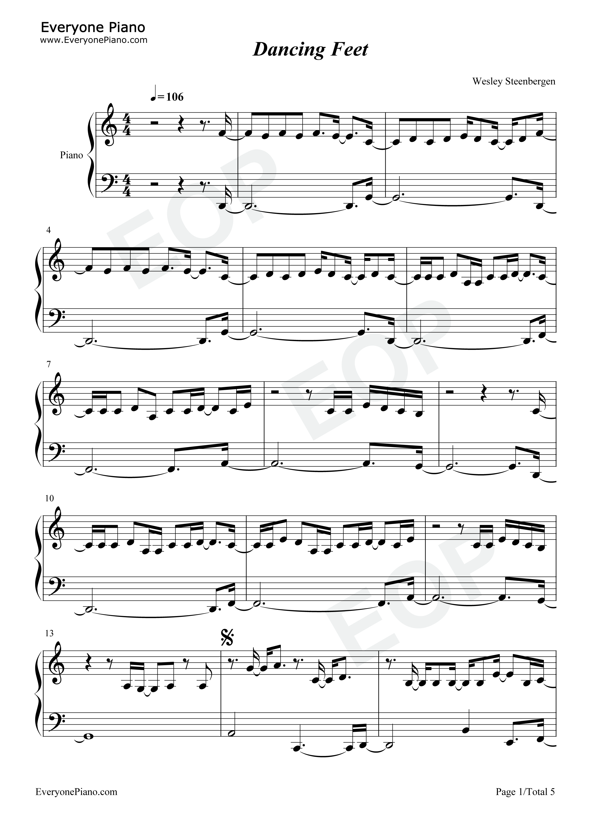 Dancing_Feet钢琴谱_Kygo_DNCE