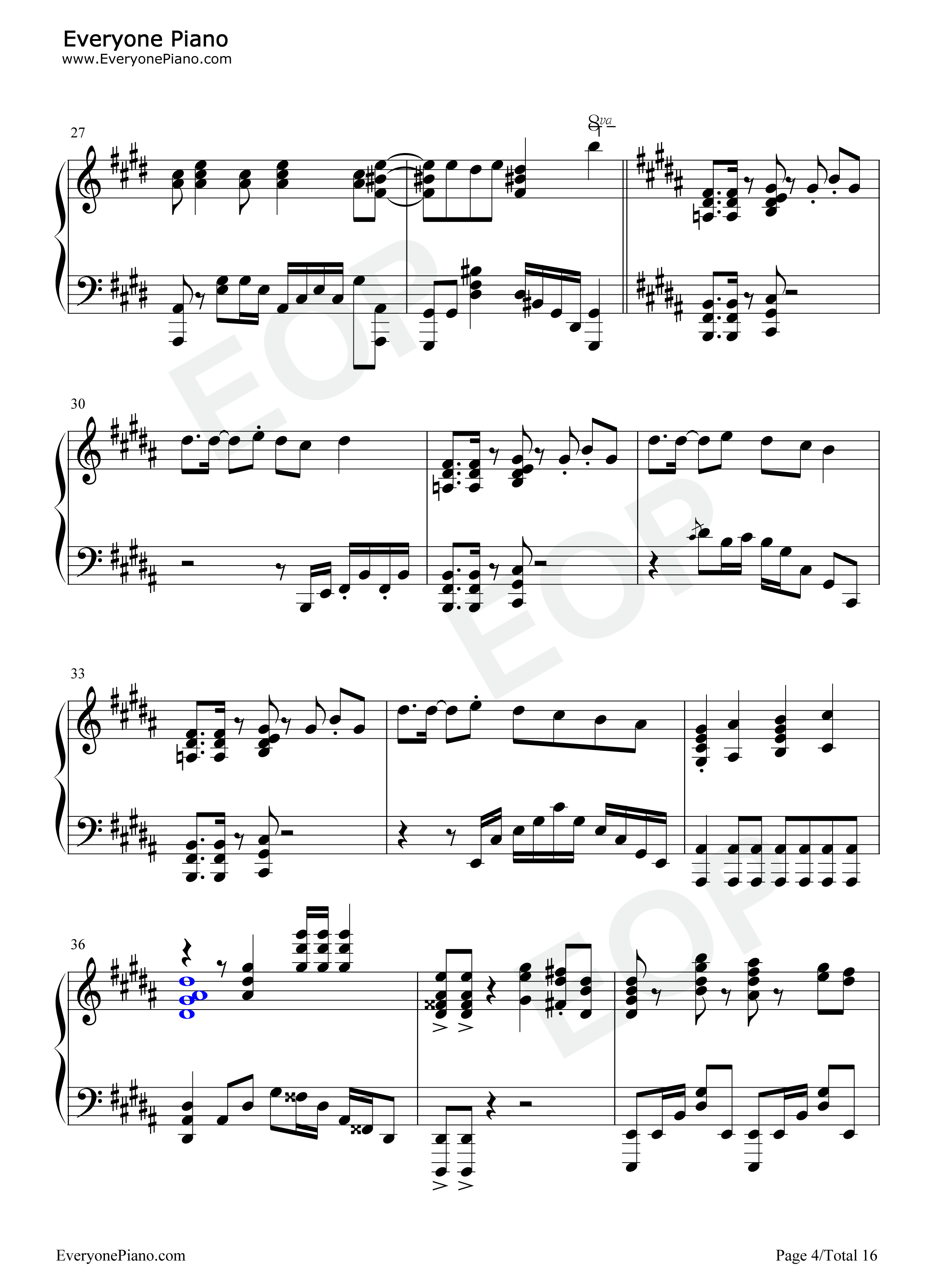 四角運命钢琴谱_三月的Phantasia