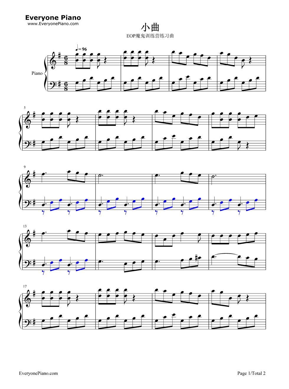 小曲钢琴谱_拜厄