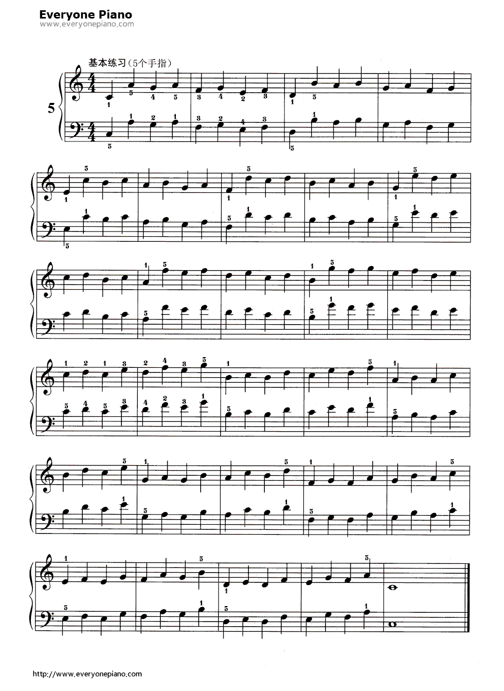 哈农基本练习5钢琴谱_哈农