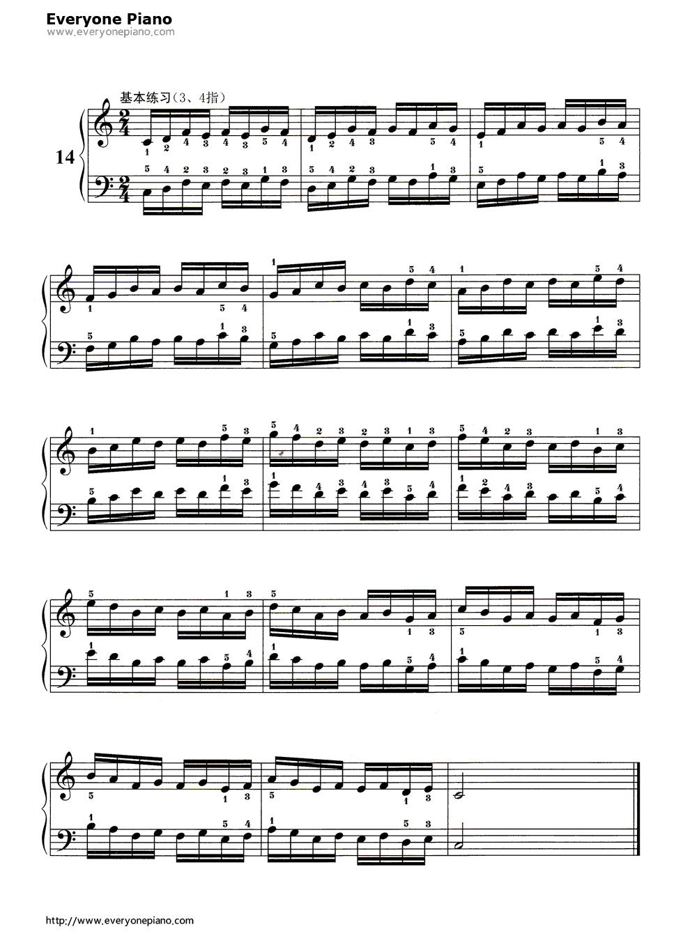 哈农基本练习14钢琴谱_哈农