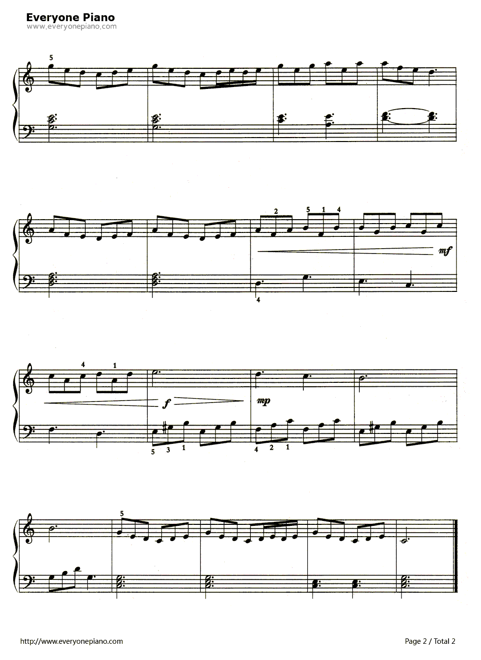 晨曲钢琴谱_爱德华·格里格