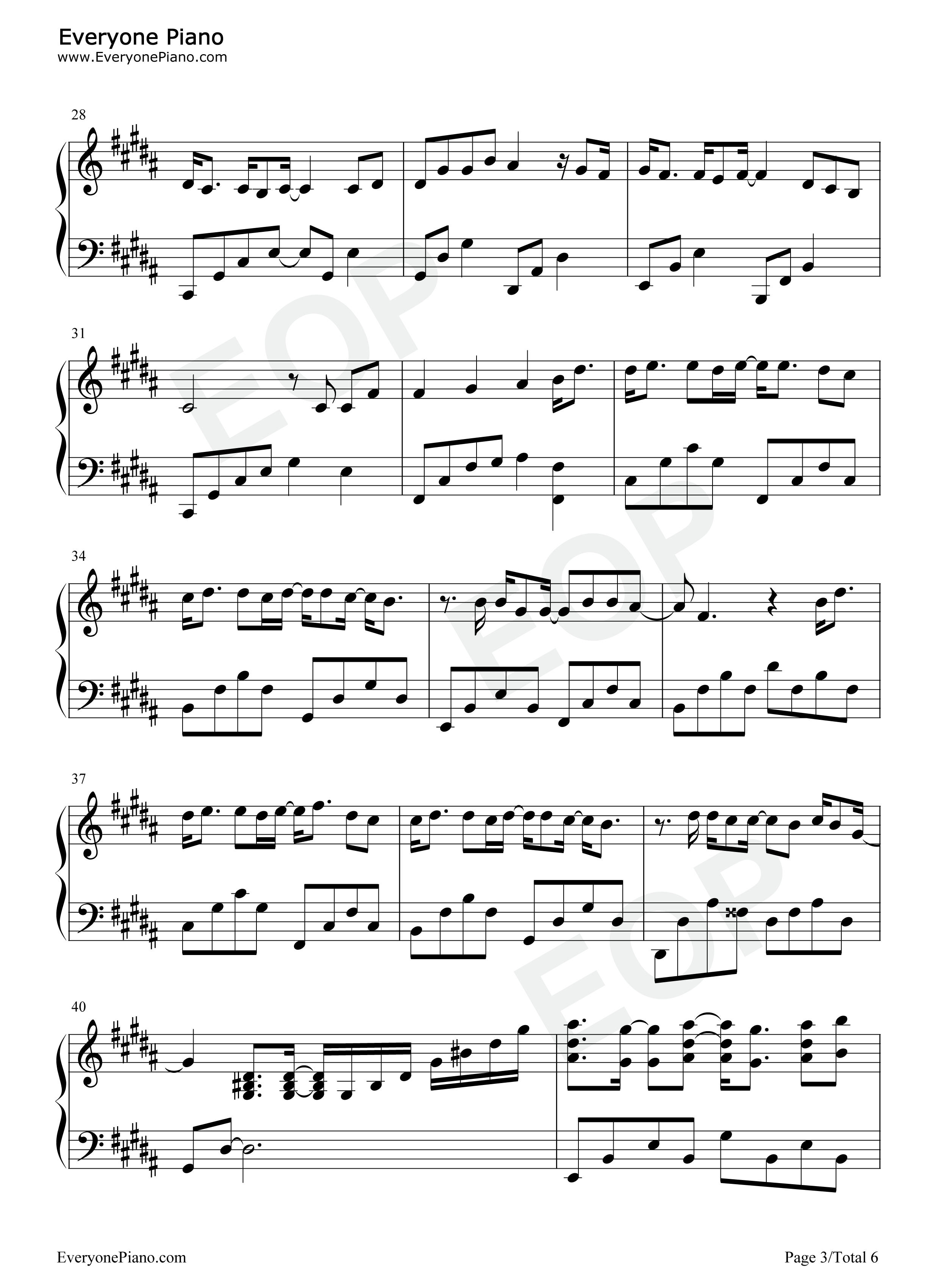 不要说话钢琴谱_陈奕迅