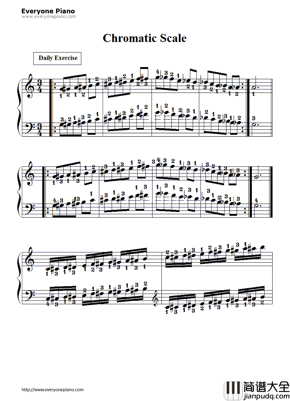 半音练习曲（Chromatic_Scale）钢琴谱_拜厄