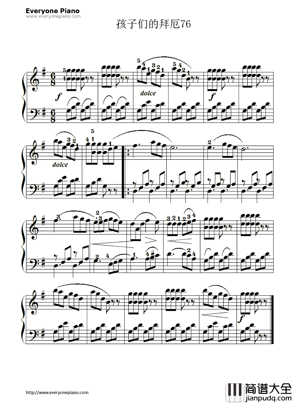 孩子们的拜厄76钢琴谱_拜厄