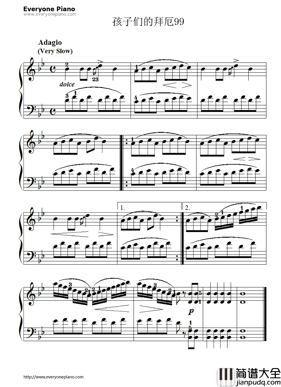 孩子们的拜厄99钢琴谱_拜厄