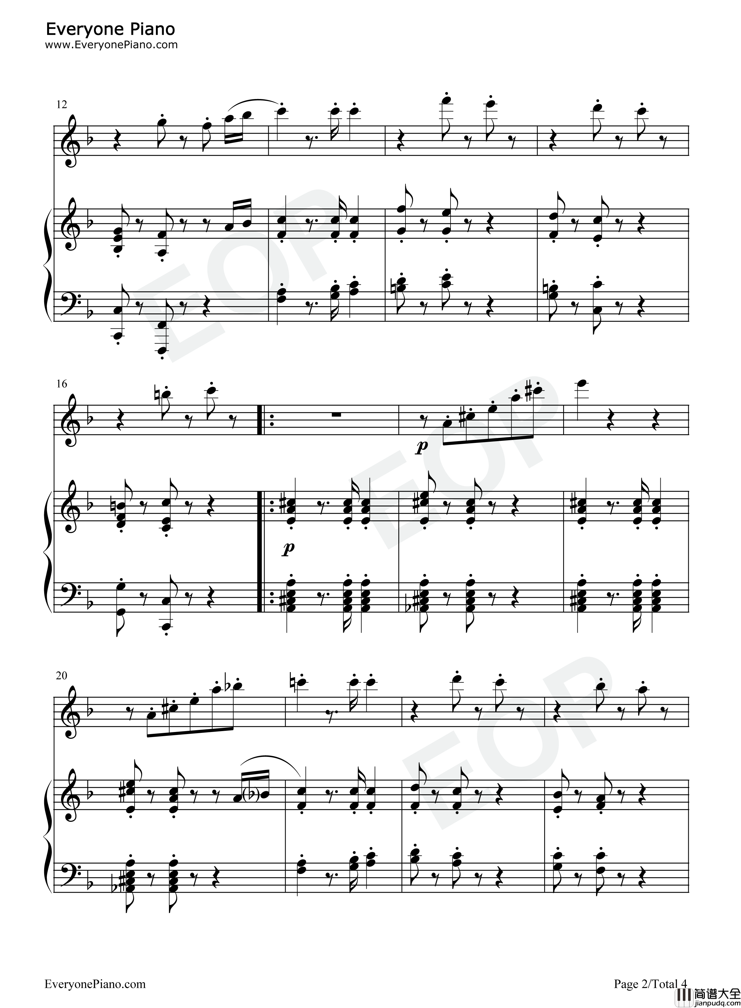 春天奏鸣曲第三乐章钢琴谱_贝多芬