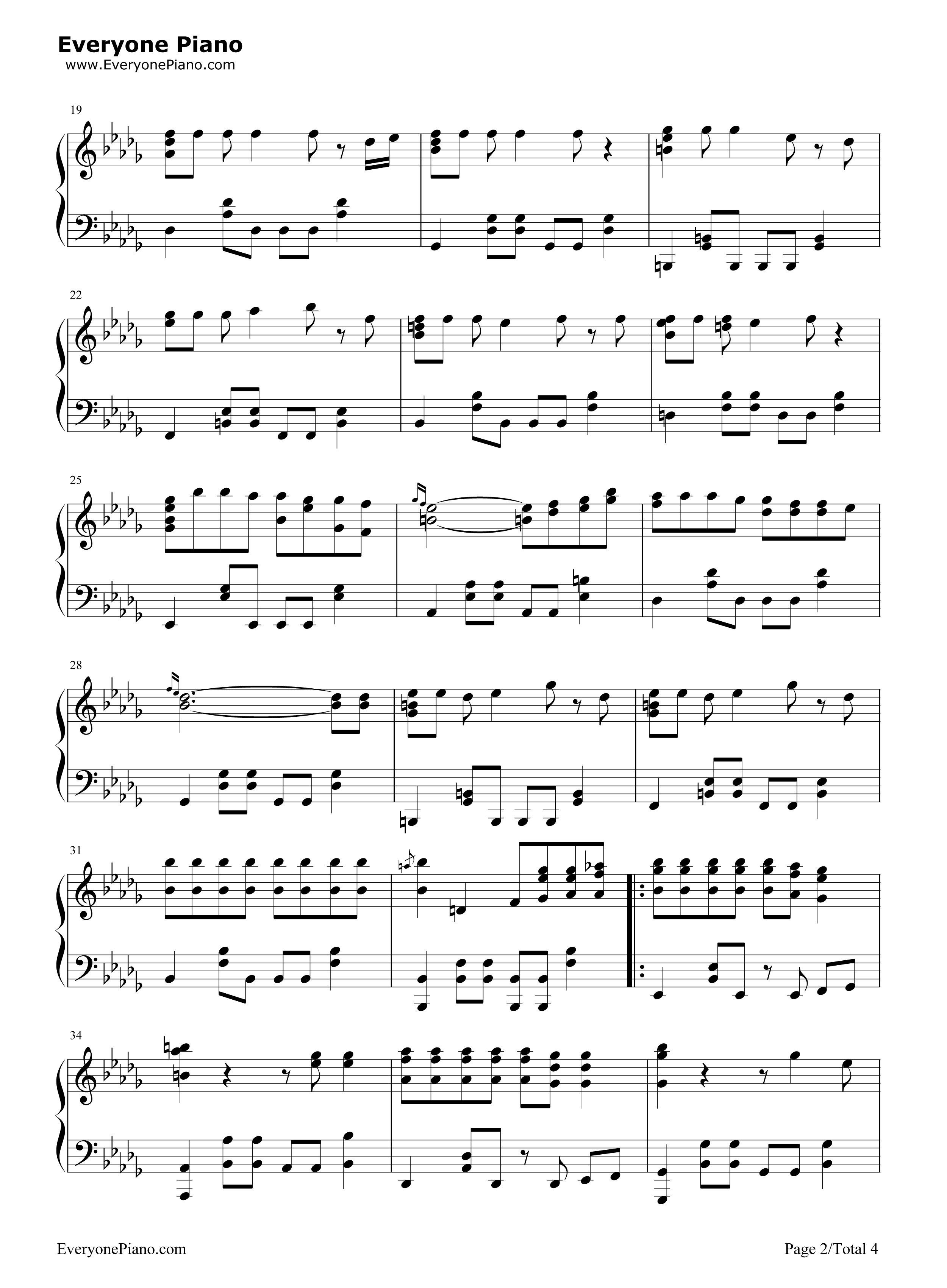 Nobody_钢琴谱_Wonder_Girls