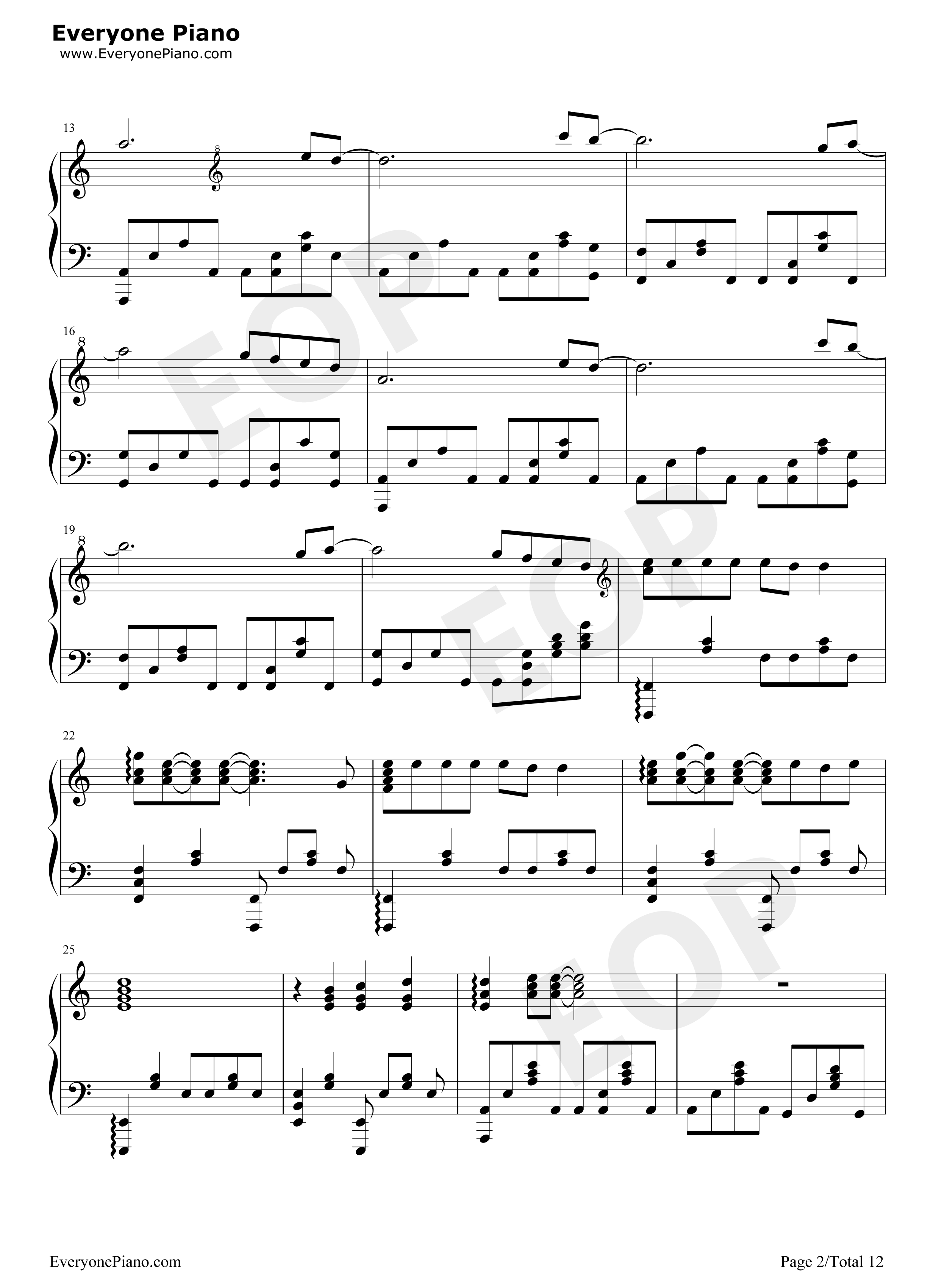 绯色之空钢琴谱_川田麻美