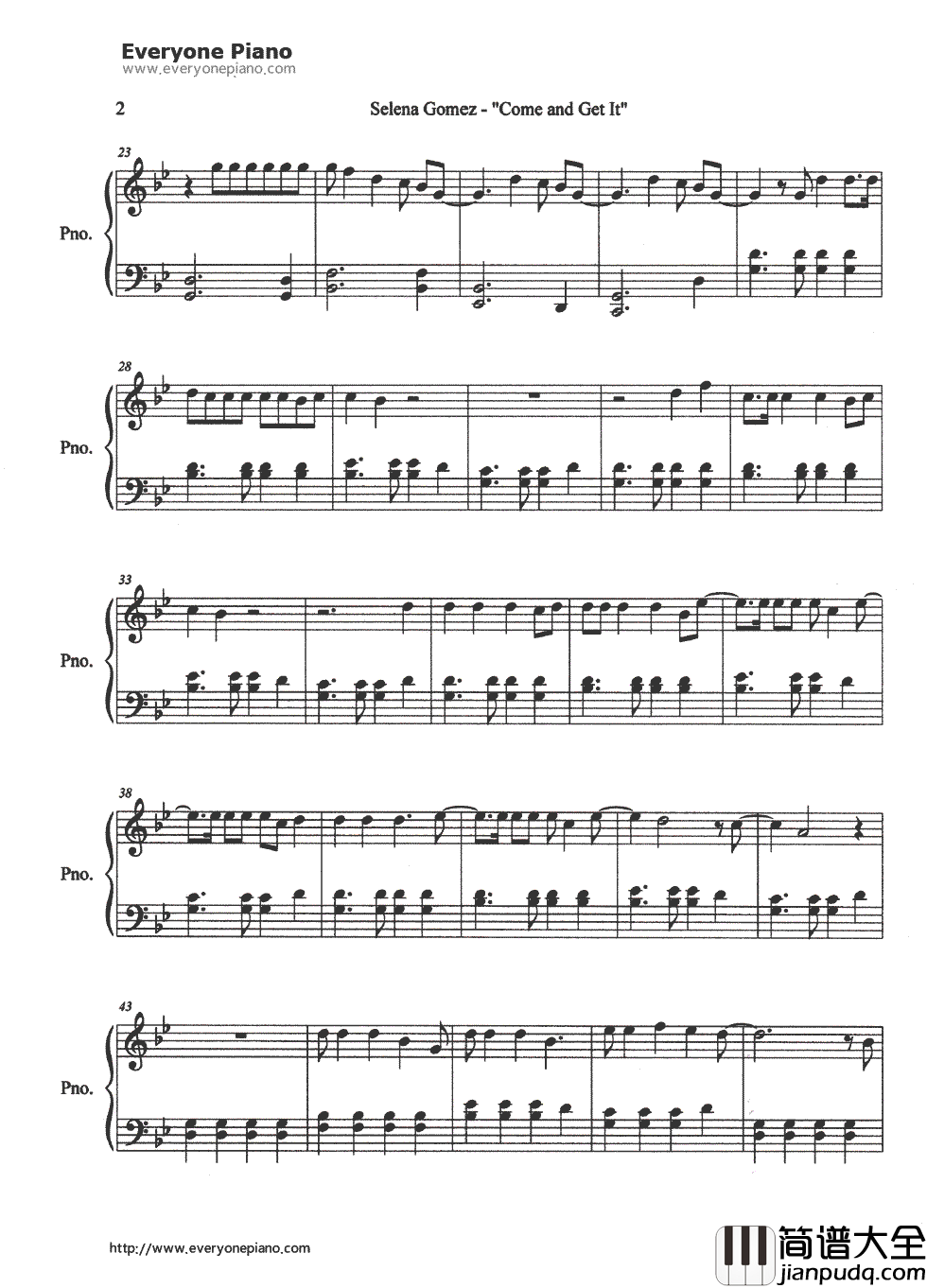 Come_and_Get_It钢琴谱_Selena_Gomez
