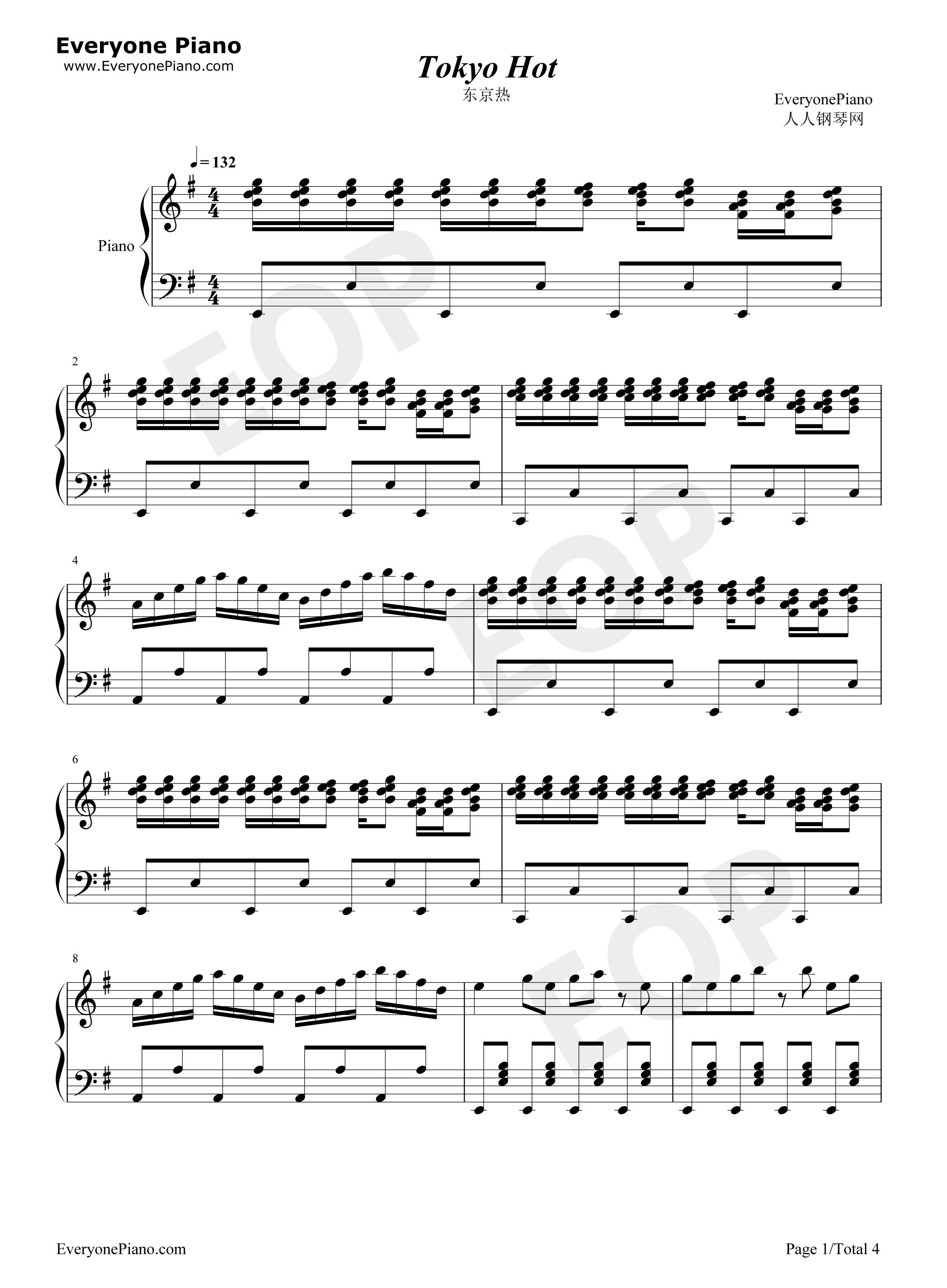 东京热_Tokyo_Hot钢琴谱_Tokyo_Hot