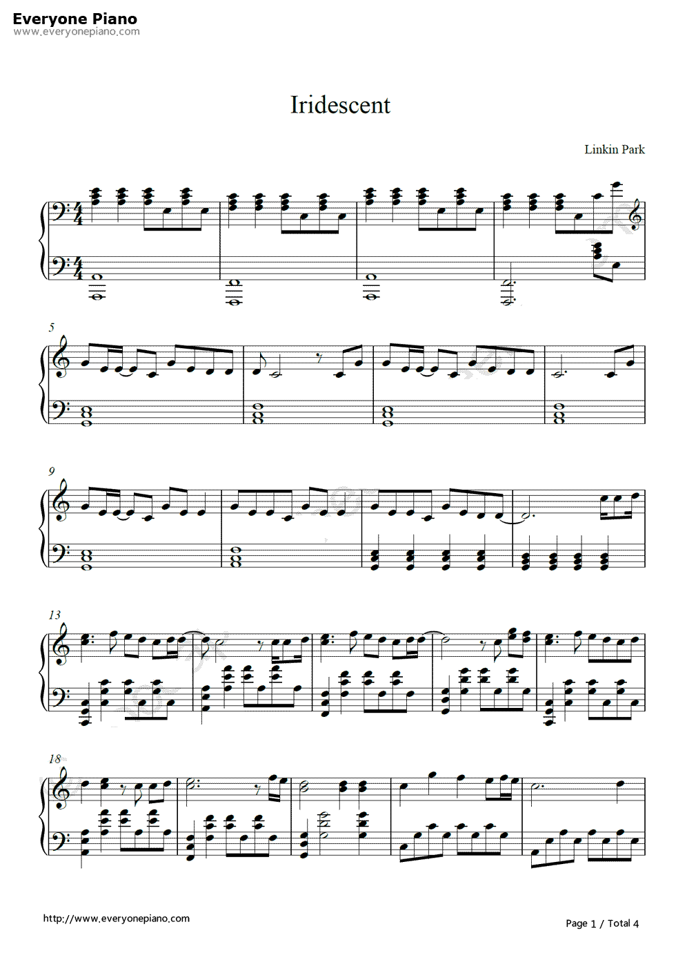 Iridescent钢琴谱_林肯公园__Linkin_Park