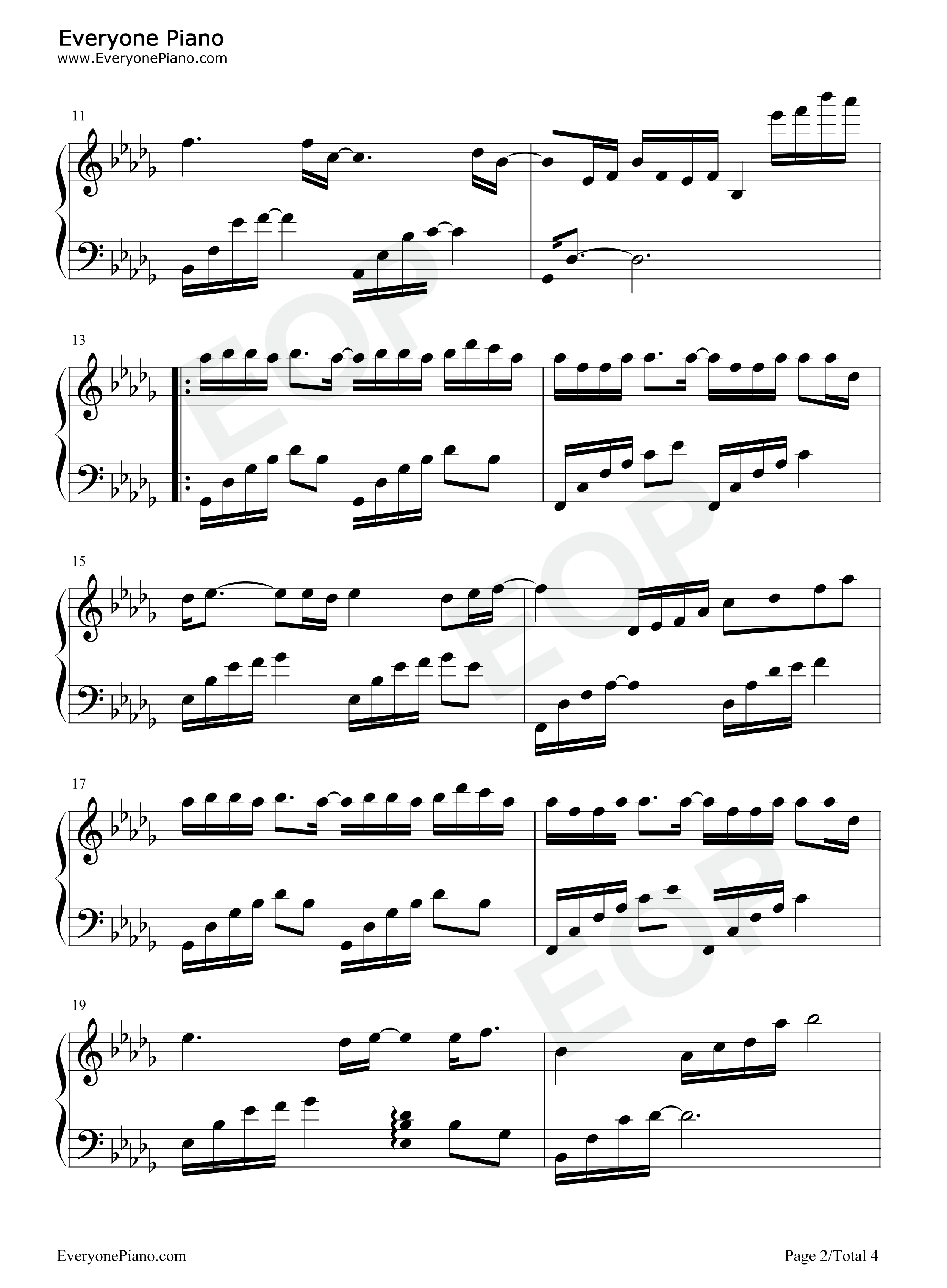 如你所想钢琴谱_毛不易_萨顶顶