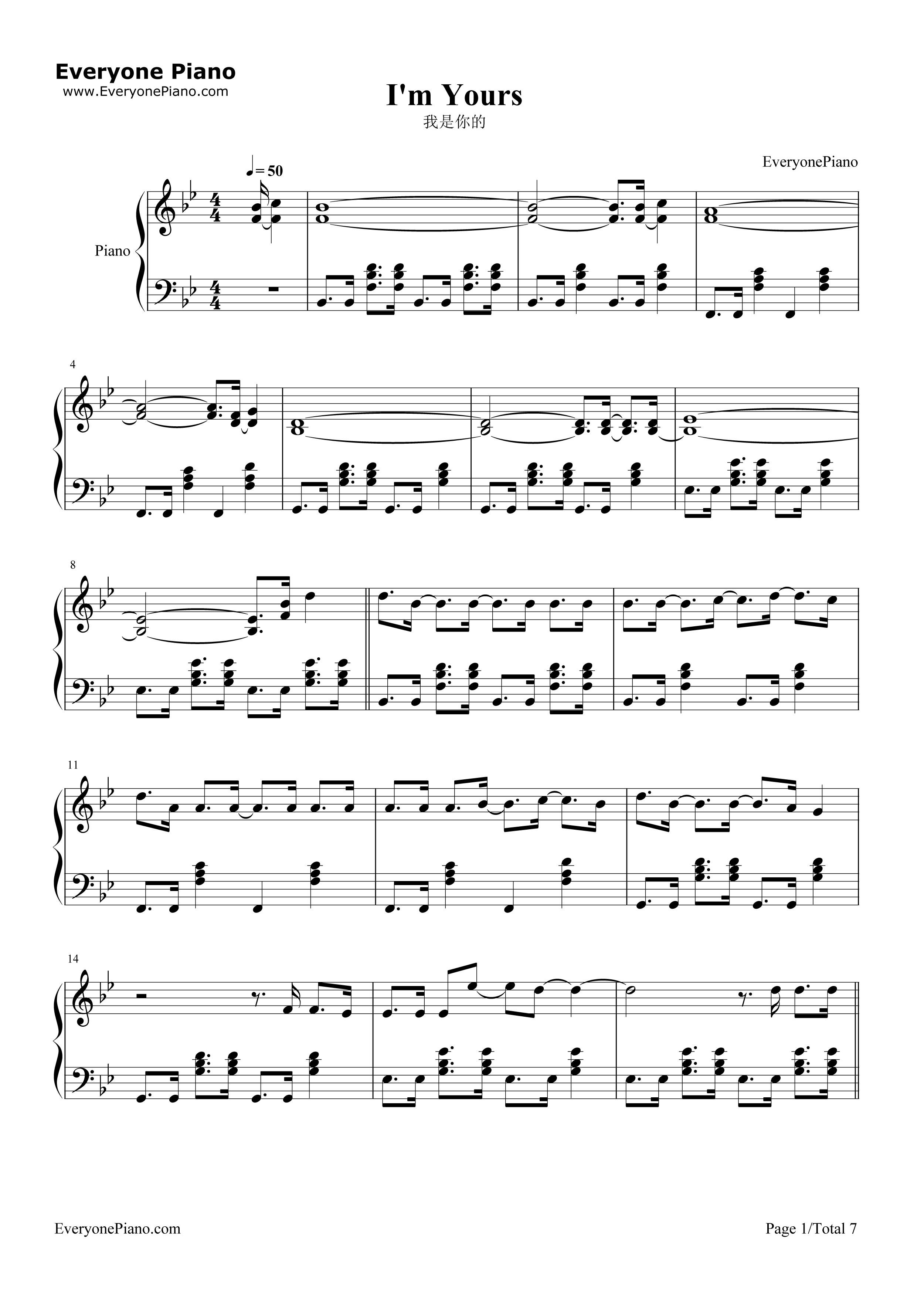 I'm_Yours钢琴谱_Jason_Mraz