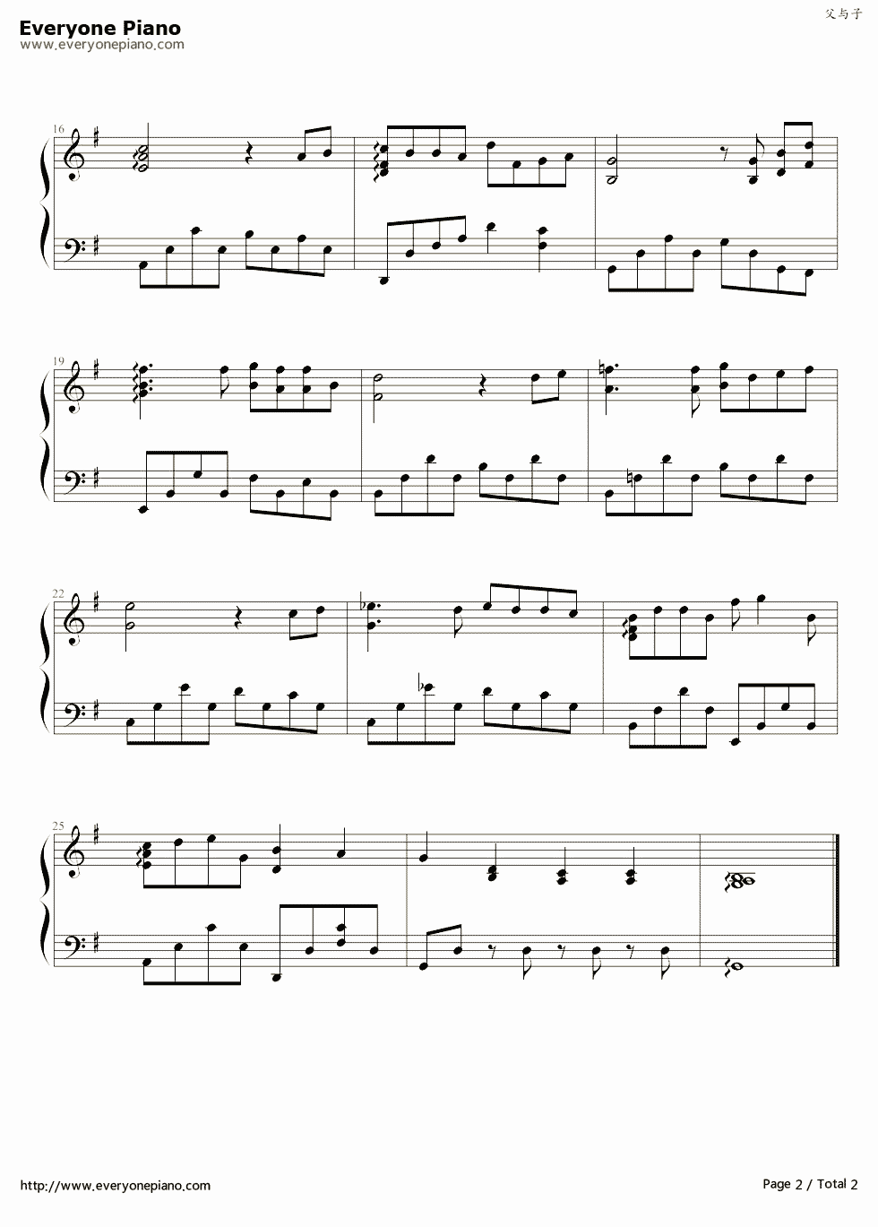 父与子钢琴谱_周杰伦