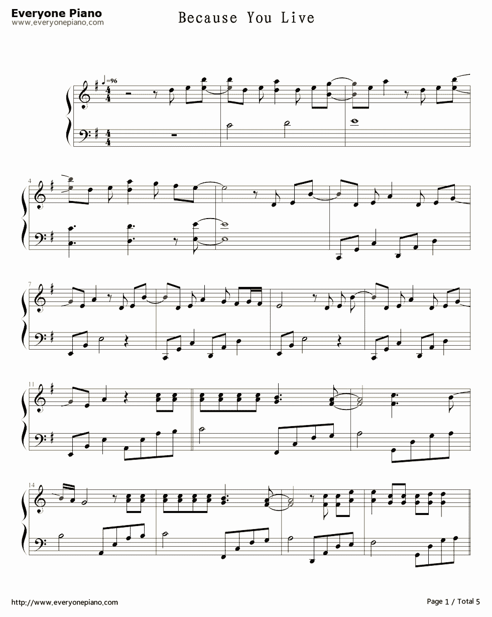 Because_You_Live钢琴谱_杰西·麦卡尼__Jesse_McCartney