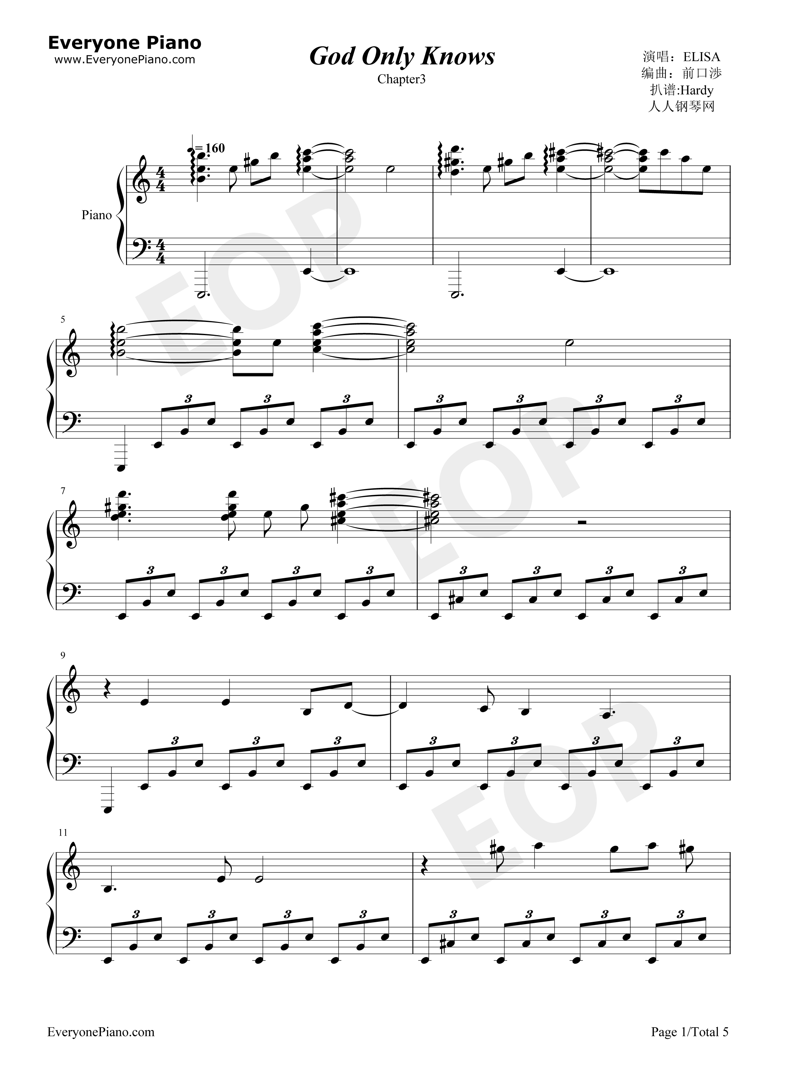 God_only_knows第三幕_钢琴谱_ELISA