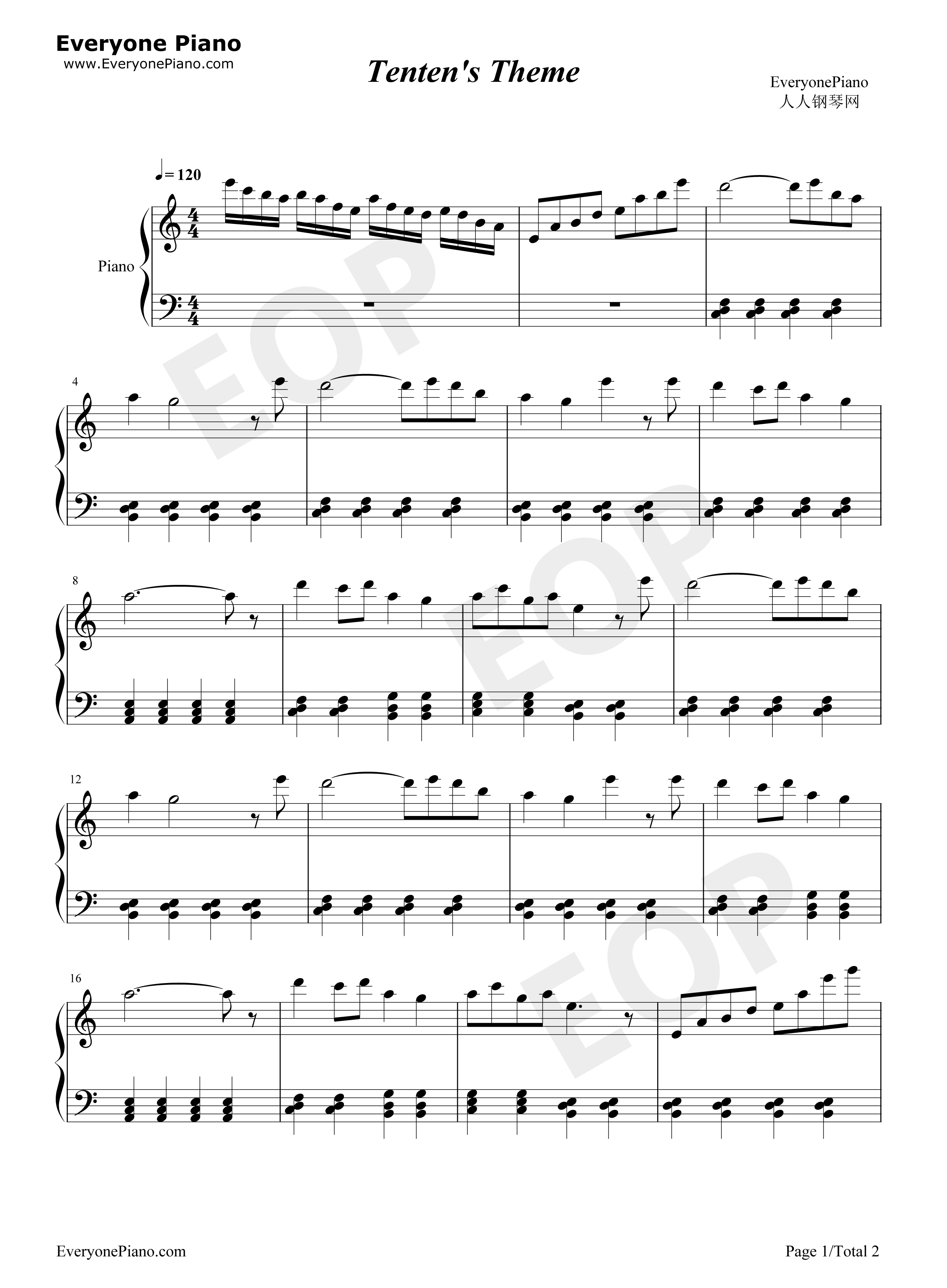 Tenten's_Theme钢琴谱_火影忍者