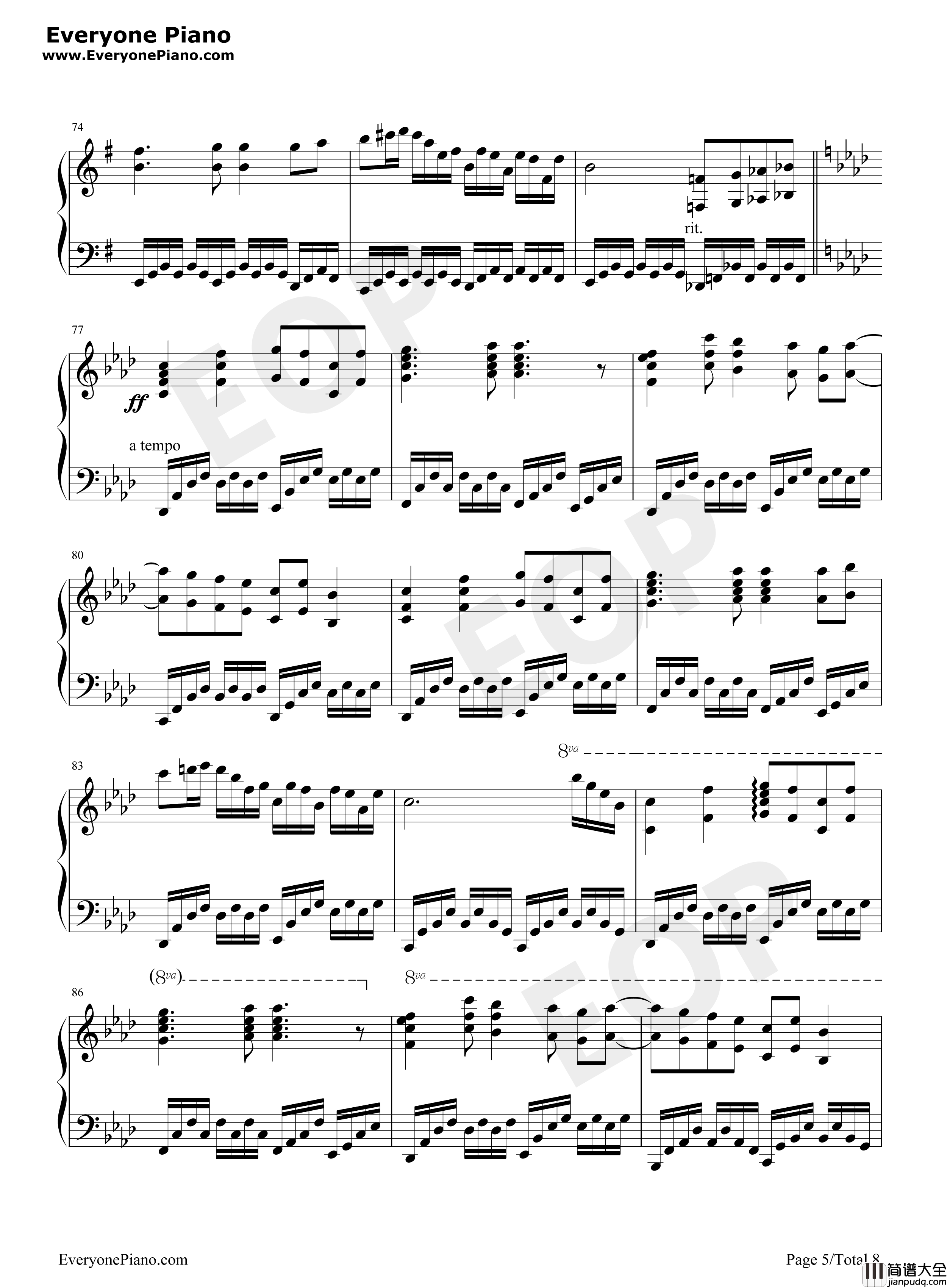 【東方永夜抄】千年幻想鄉钢琴谱_東方永夜抄