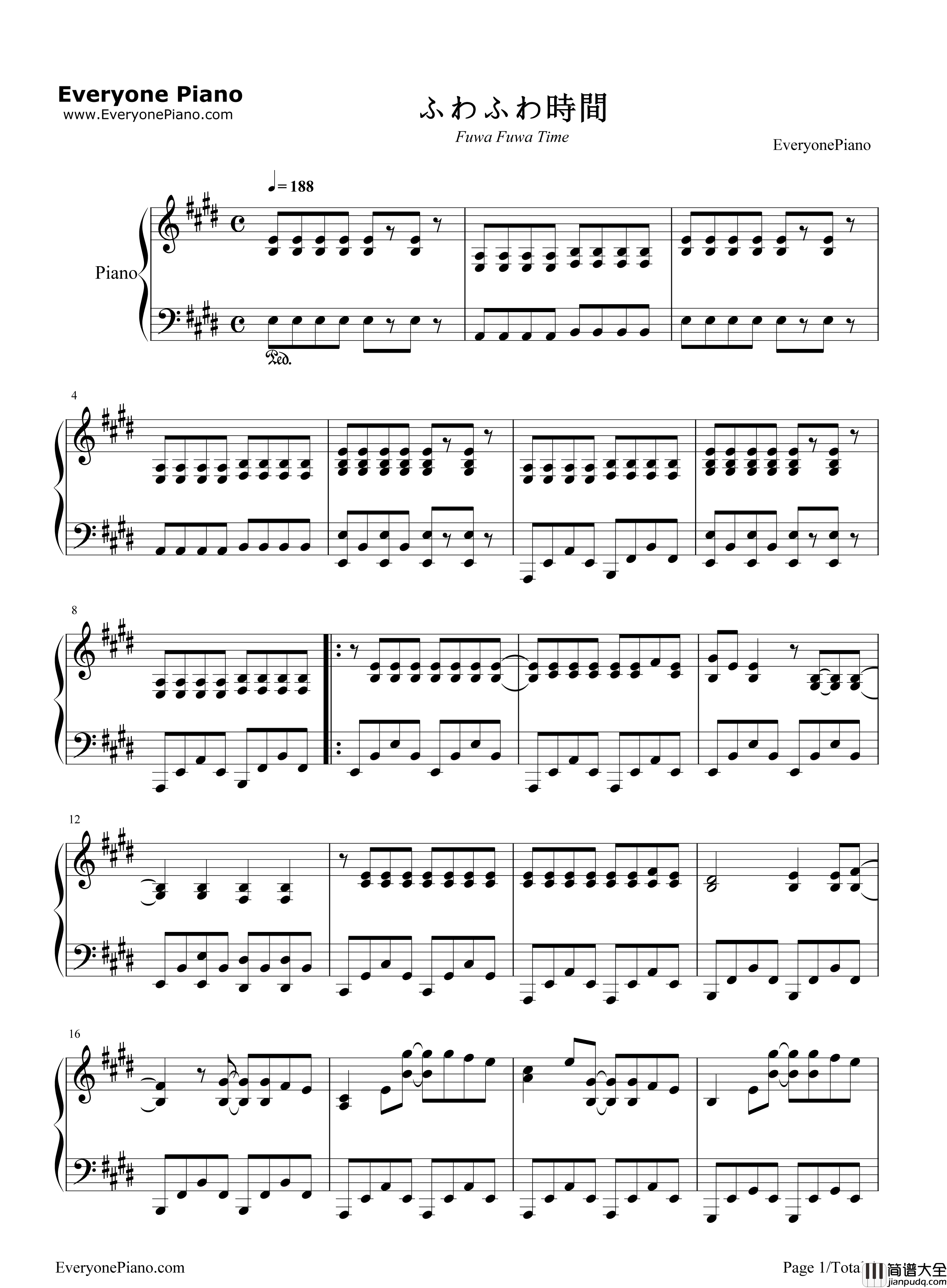 轻飘飘的时间钢琴谱_放学后茶会