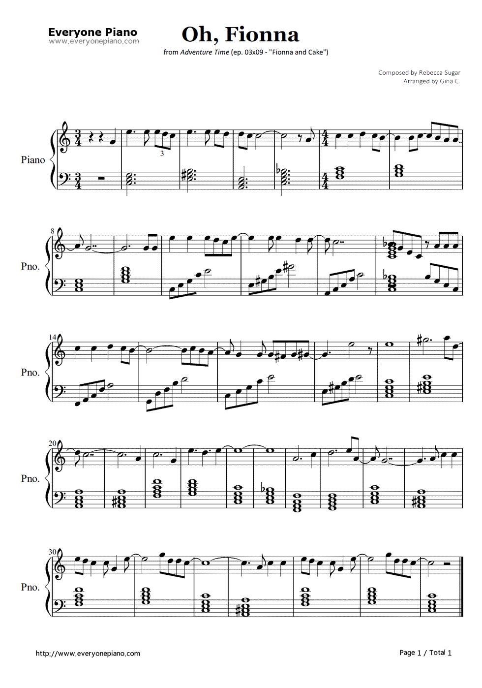 Oh_Fionna钢琴谱_探险活宝