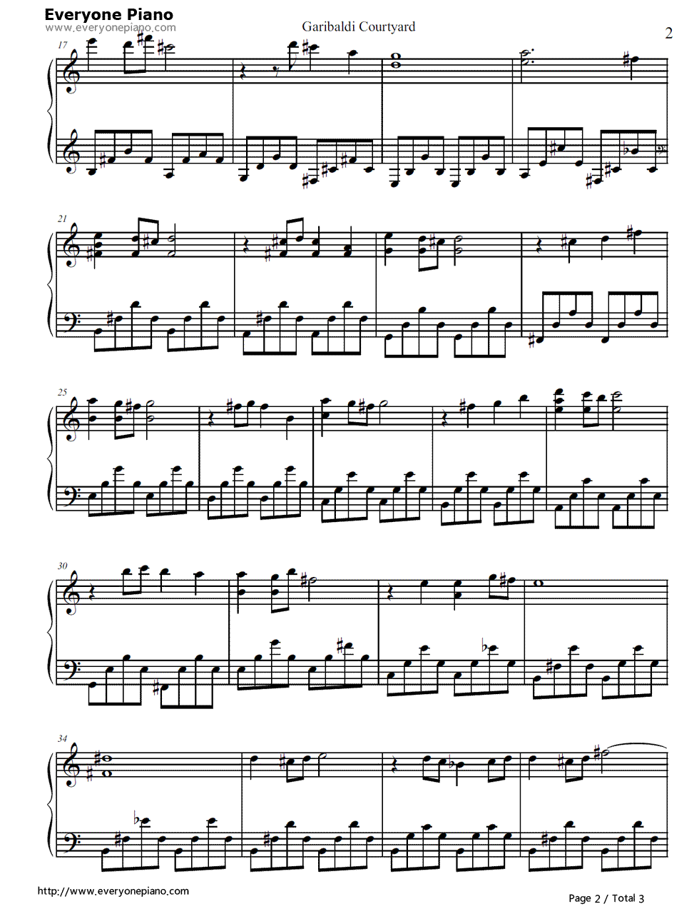 Garibaldi_Courtyard钢琴谱_Michiru_Yamane
