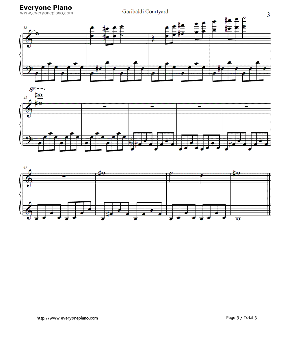 Garibaldi_Courtyard钢琴谱_Michiru_Yamane