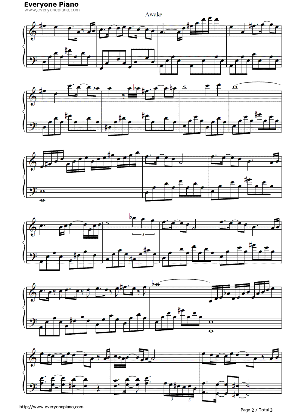 Awake钢琴谱_Sotaro_Tojima_and_Hiroshi_Mitsuoka