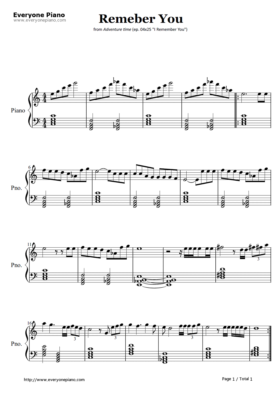 Remember_You_钢琴谱_Rebecca_Sugar