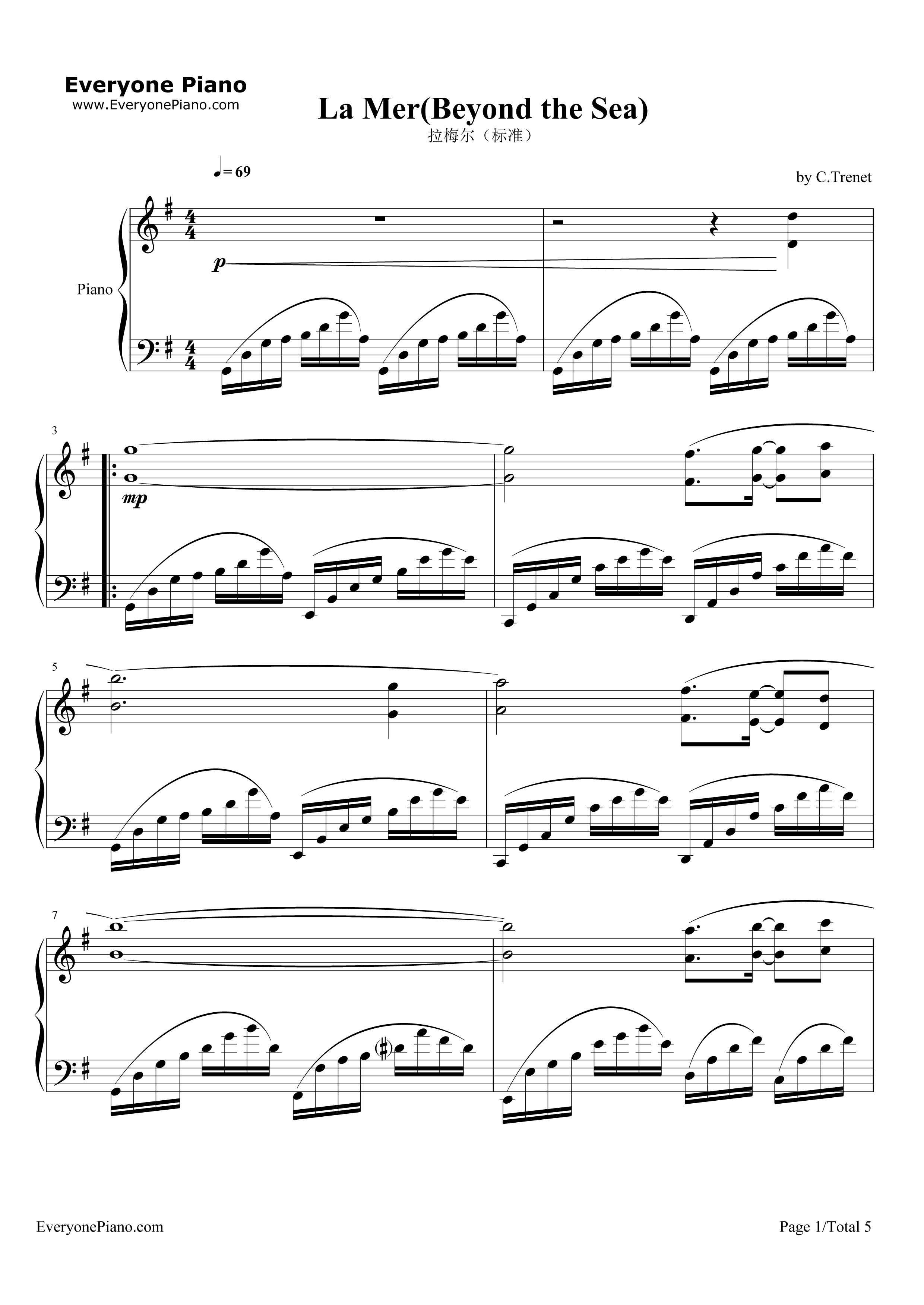 Beyond_The_Sea(拉梅尔)钢琴谱_理查德克莱德曼