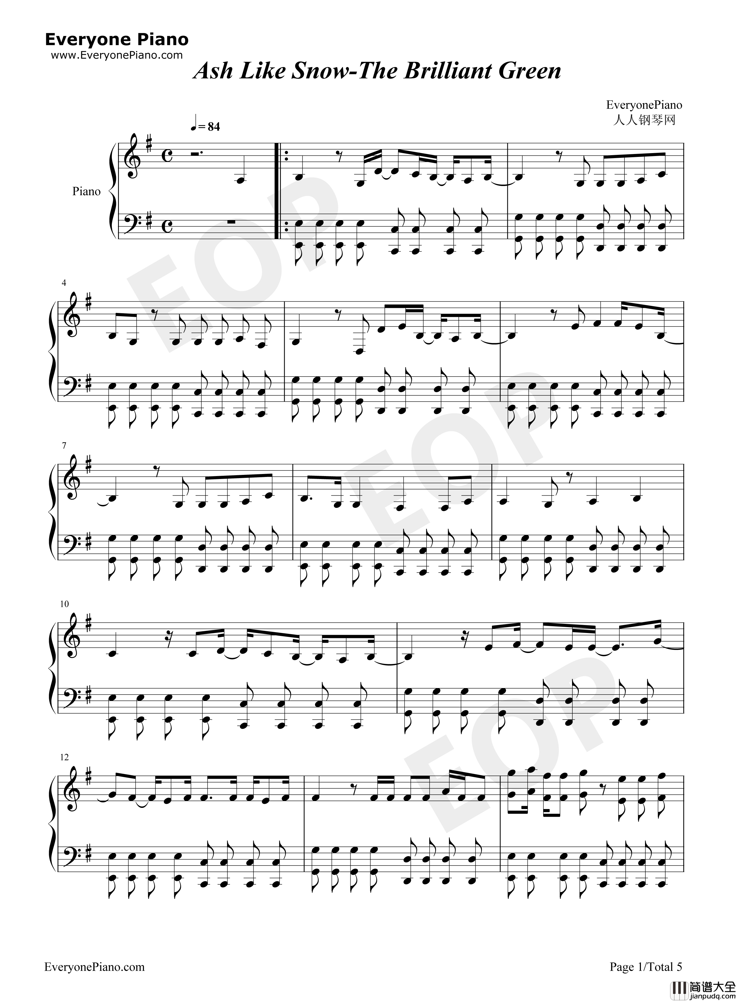 ASH_LIKE_SNOW钢琴谱_The_Brilliant_Green__绿乐团