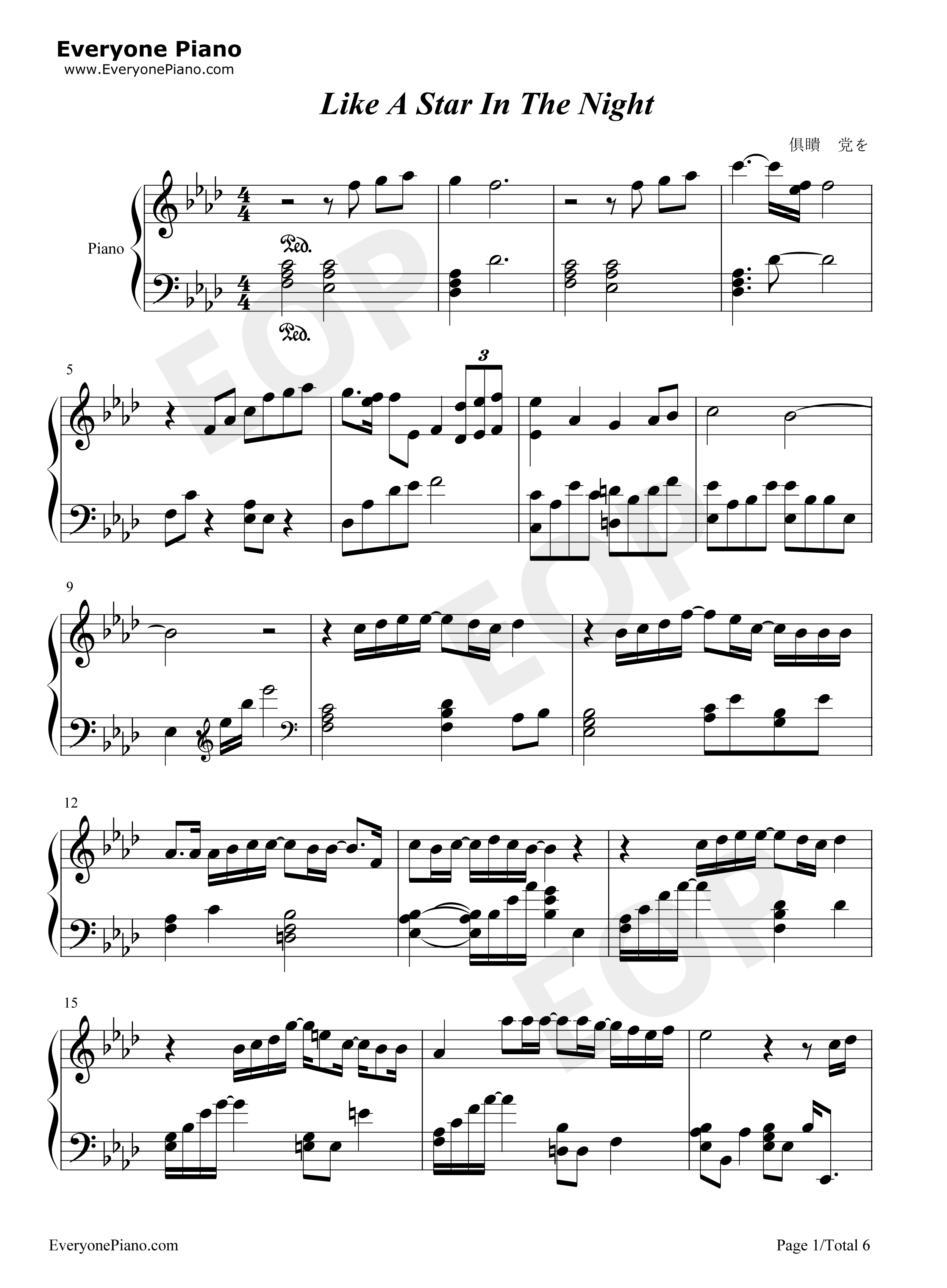 Like_a_star_in_the_night钢琴谱_仓木麻衣