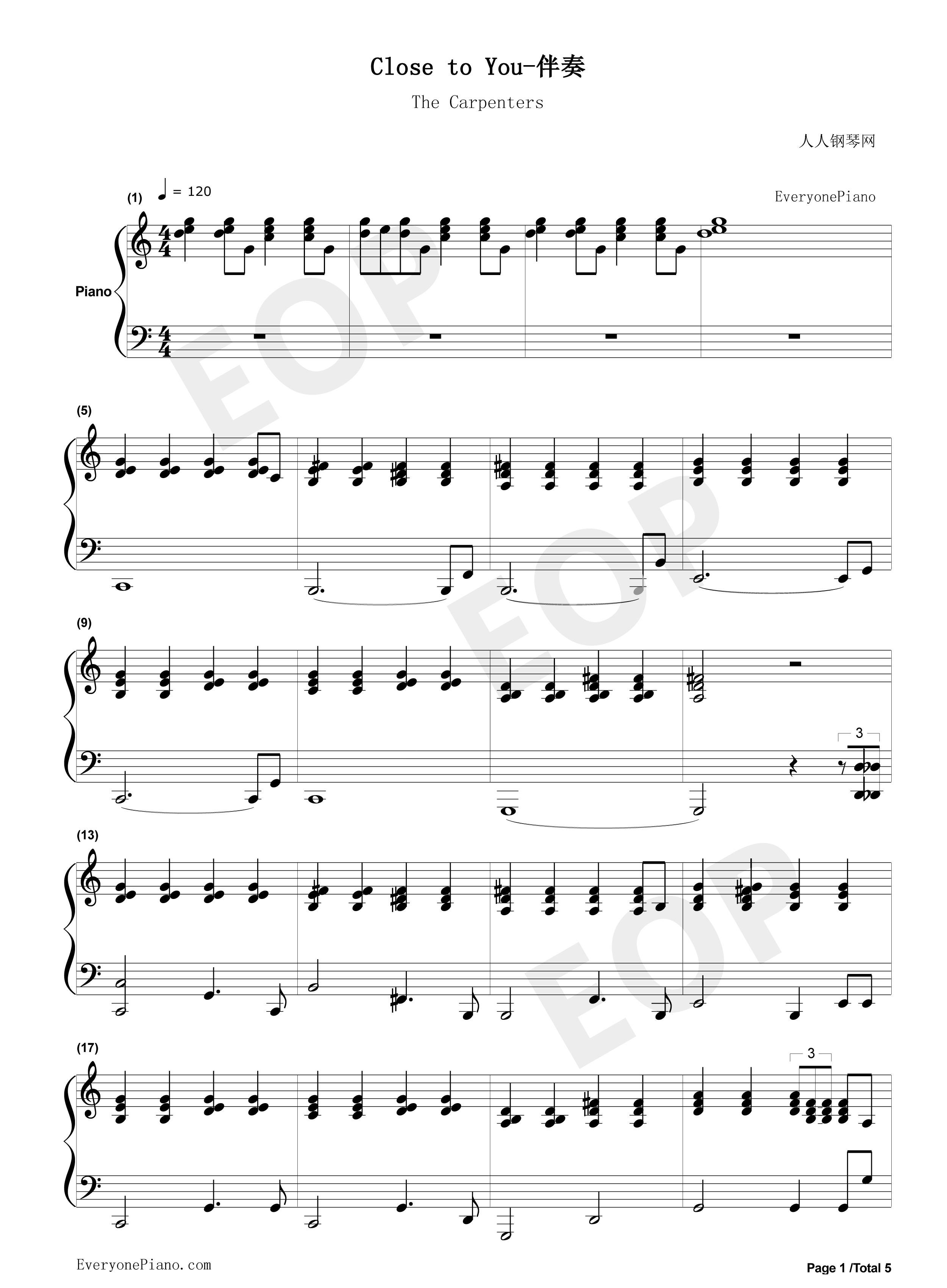 Close_to_You钢琴伴奏版钢琴谱_卡朋特__The_Carpenters